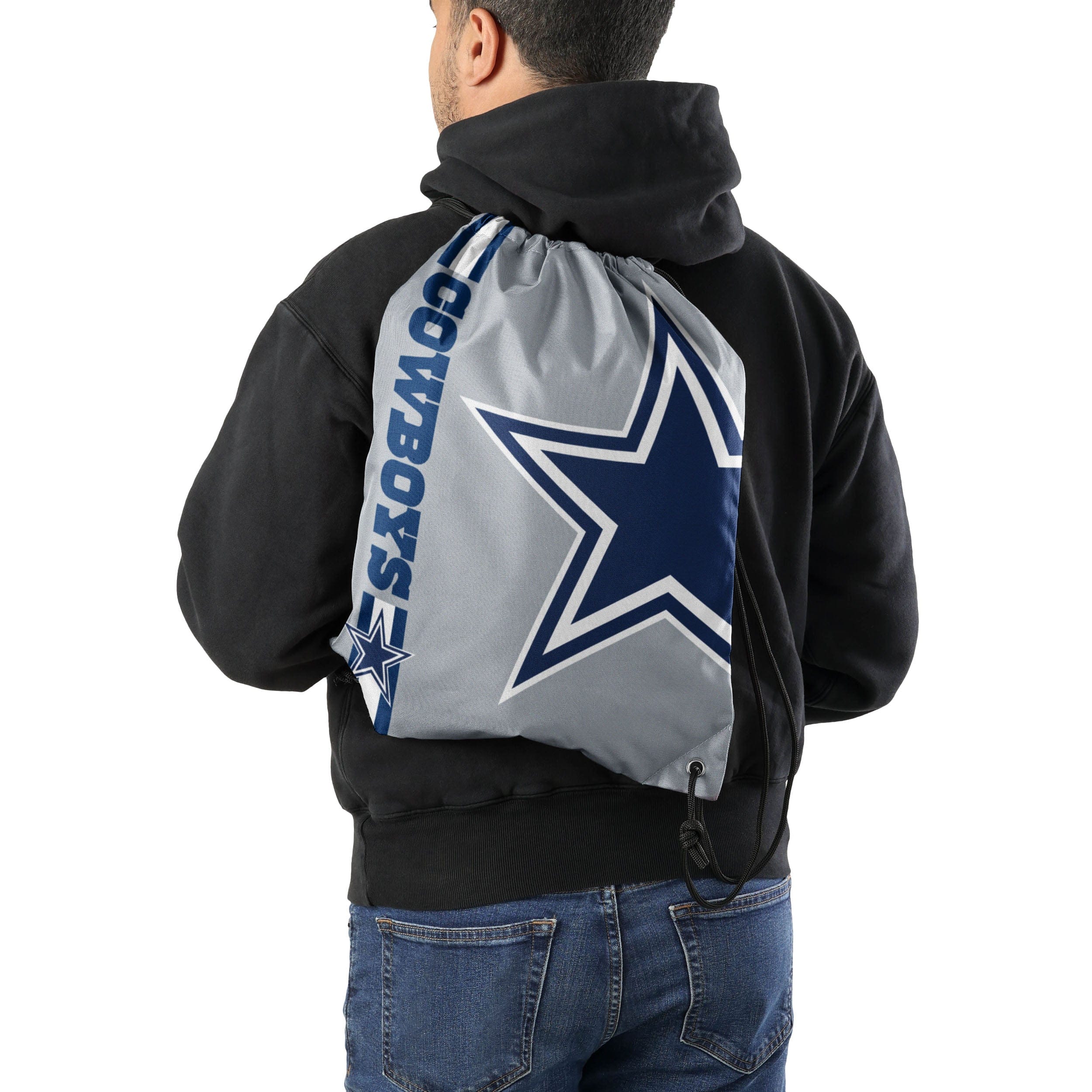 Dallas Cowboys NFL Gray Alternate Color Big Logo Drawstring Backpack - Image 2