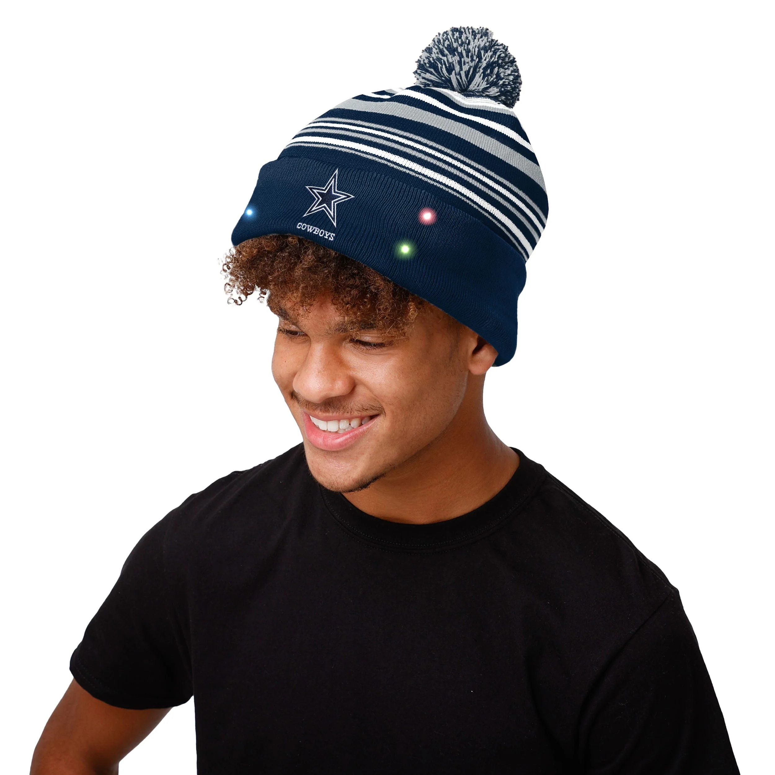 Dallas Cowboys NFL Horizontal Stripe Light Up Beanie - Image 3
