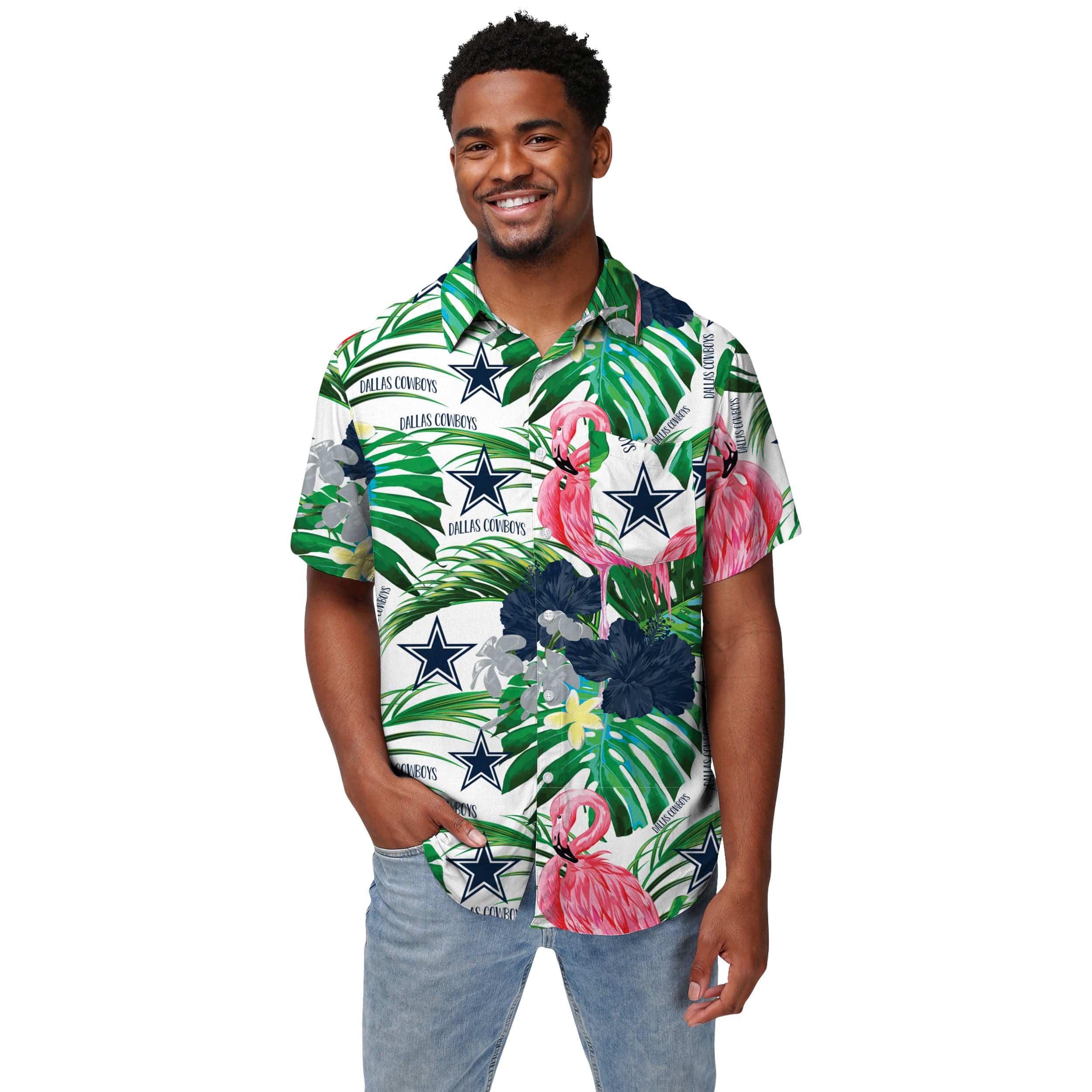 Dallas Cowboys NFL Mens Flamingo Button Up Shirt - Image 2