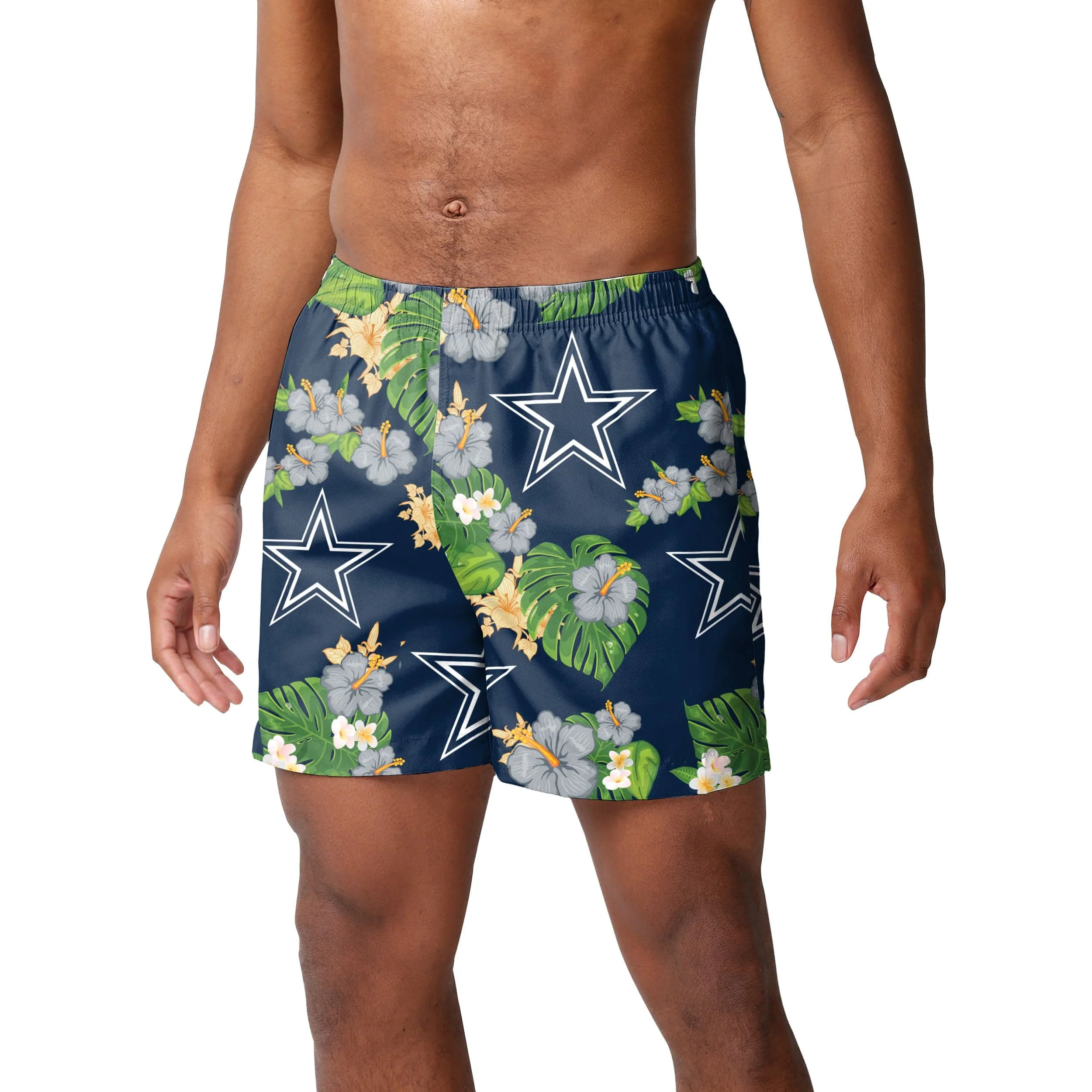 Dallas Cowboys NFL Mens Floral Slim Fit 5.5" Swimming Suit Trunks - Image 2