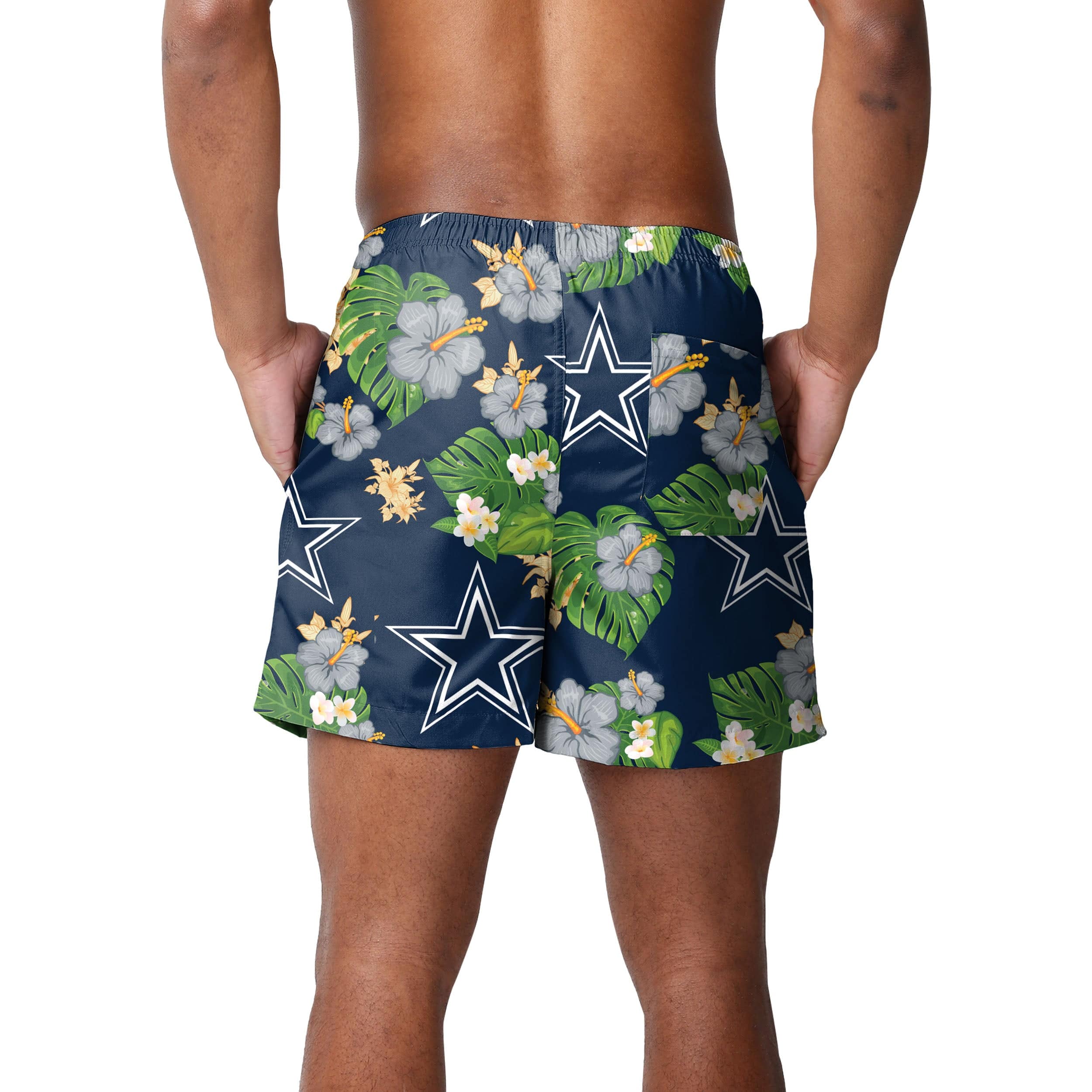 Dallas Cowboys NFL Mens Floral Slim Fit 5.5" Swimming Suit Trunks - Image 3