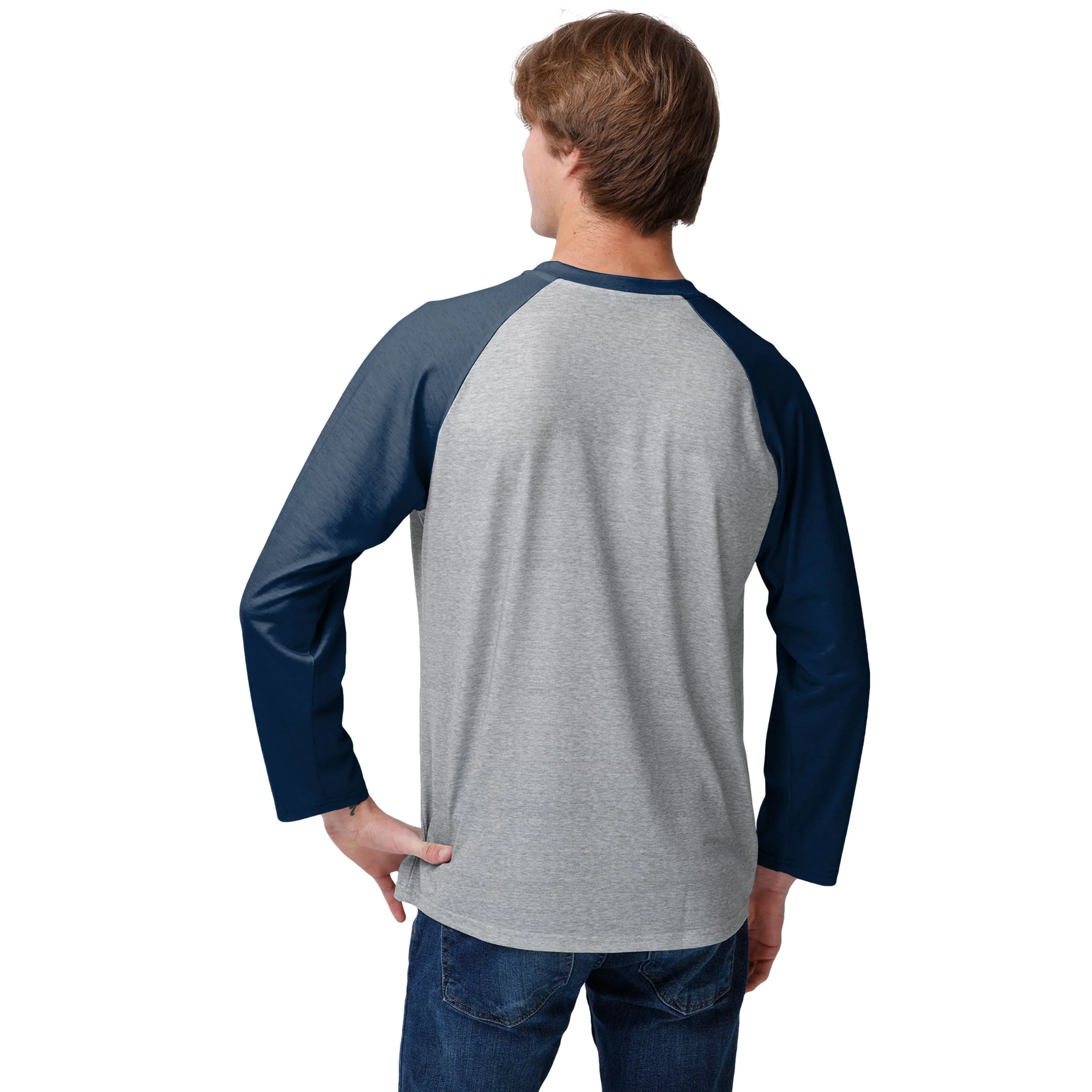 Dallas Cowboys NFL Mens Gray Big Logo Raglan T-Shirt - Image 3