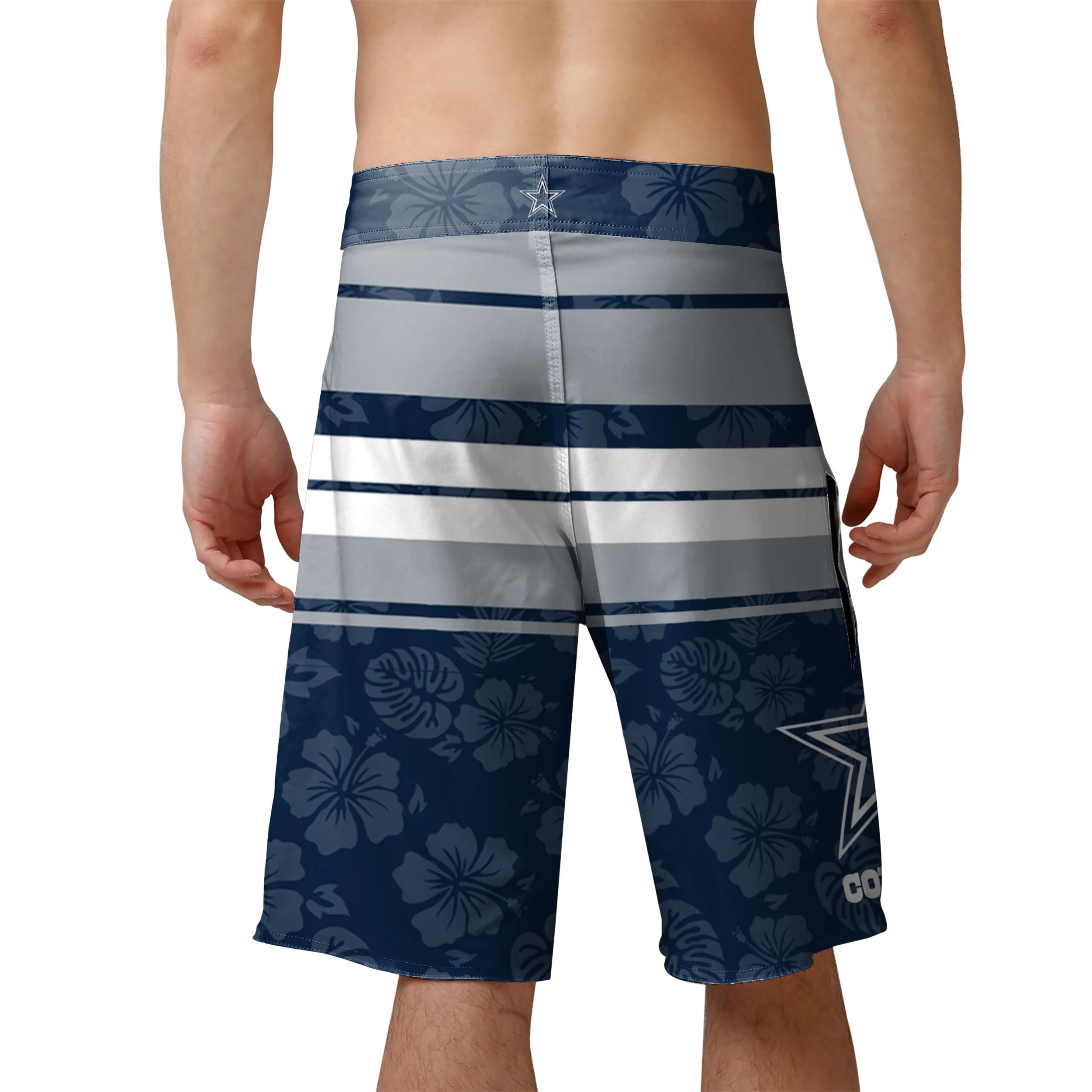 Dallas Cowboys NFL Mens Hibiscus Boardwalk Stripe Boardshorts - Image 3