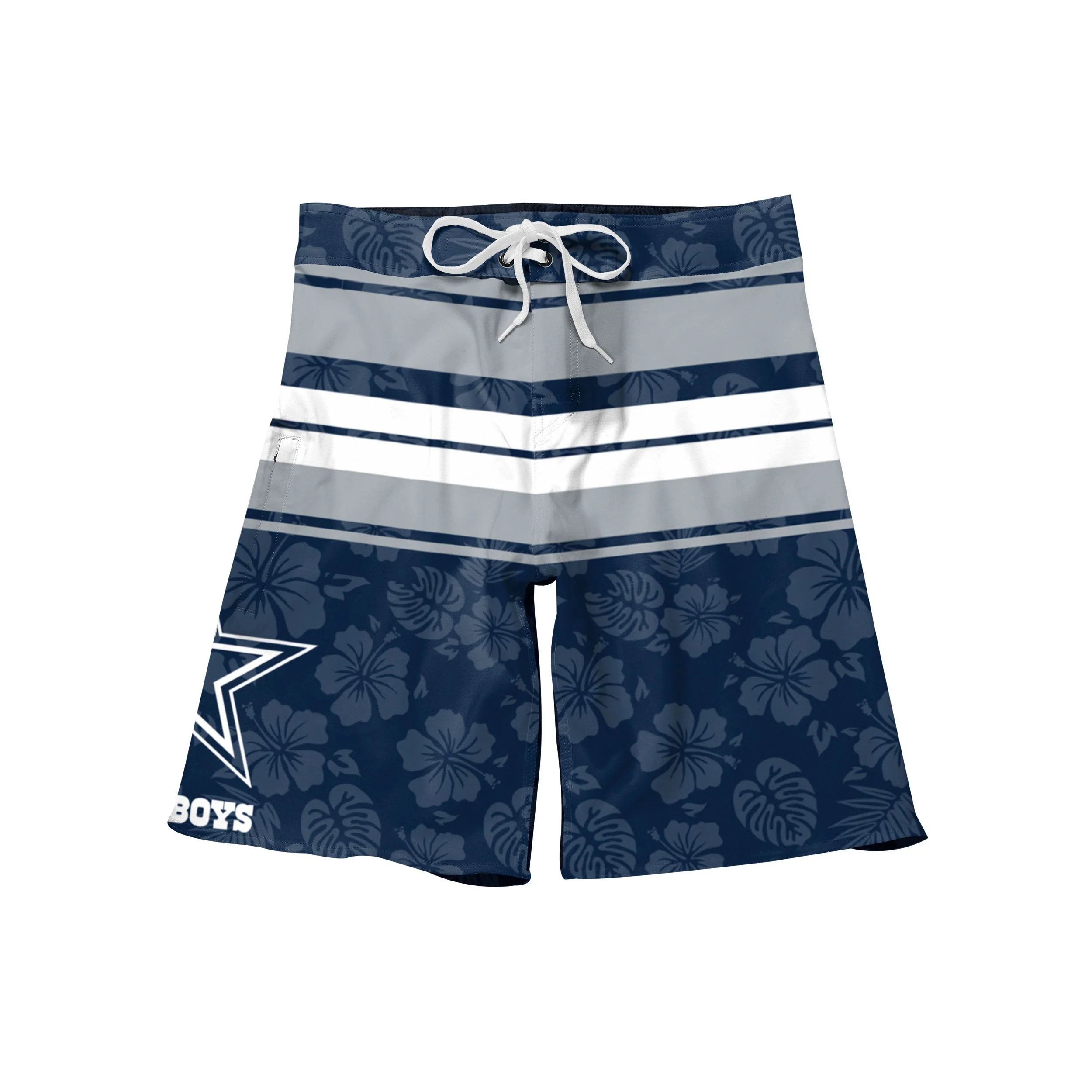 Dallas Cowboys NFL Mens Hibiscus Boardwalk Stripe Boardshorts - Image 4
