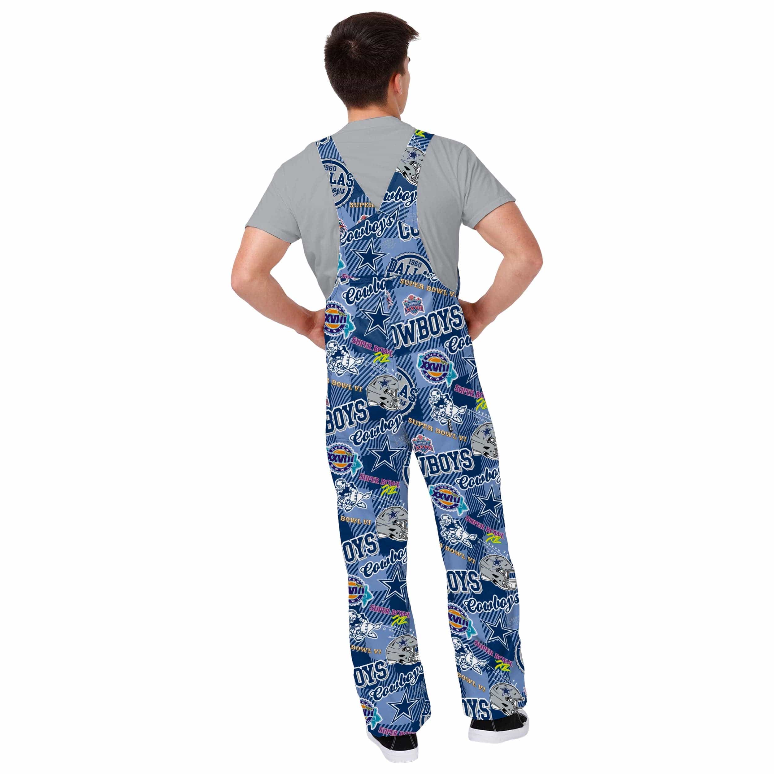 Dallas Cowboys NFL Mens Historic Print Bib Overalls - Image 2
