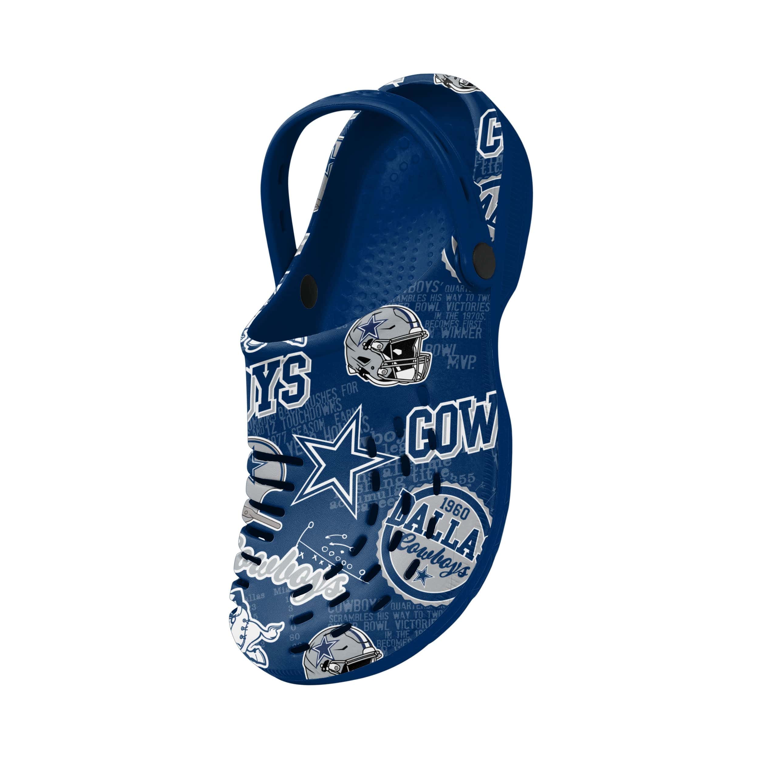 Dallas Cowboys NFL Mens Historic Print Clog With Strap - Image 3