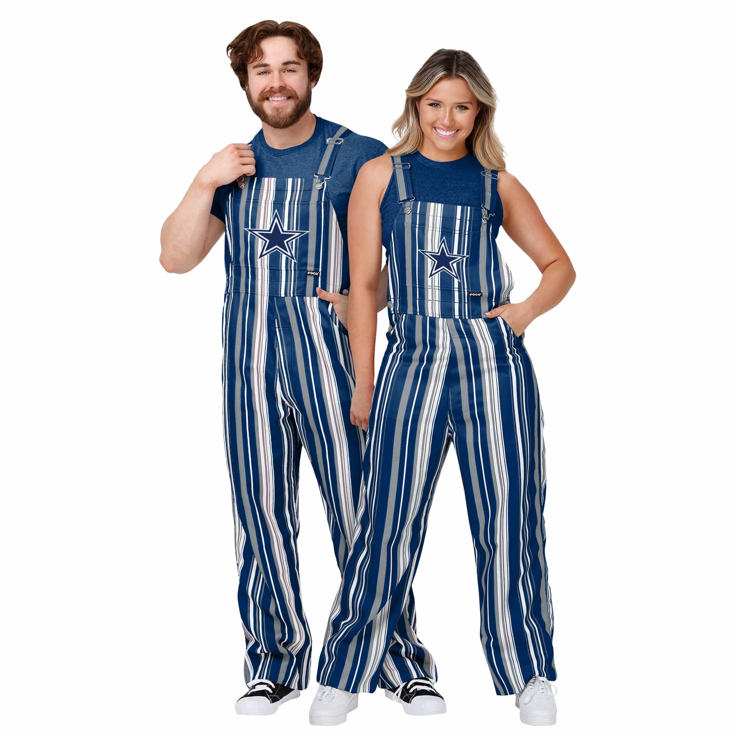 Dallas Cowboys NFL Mens Hyper Stripe Bib Overalls - Image 3