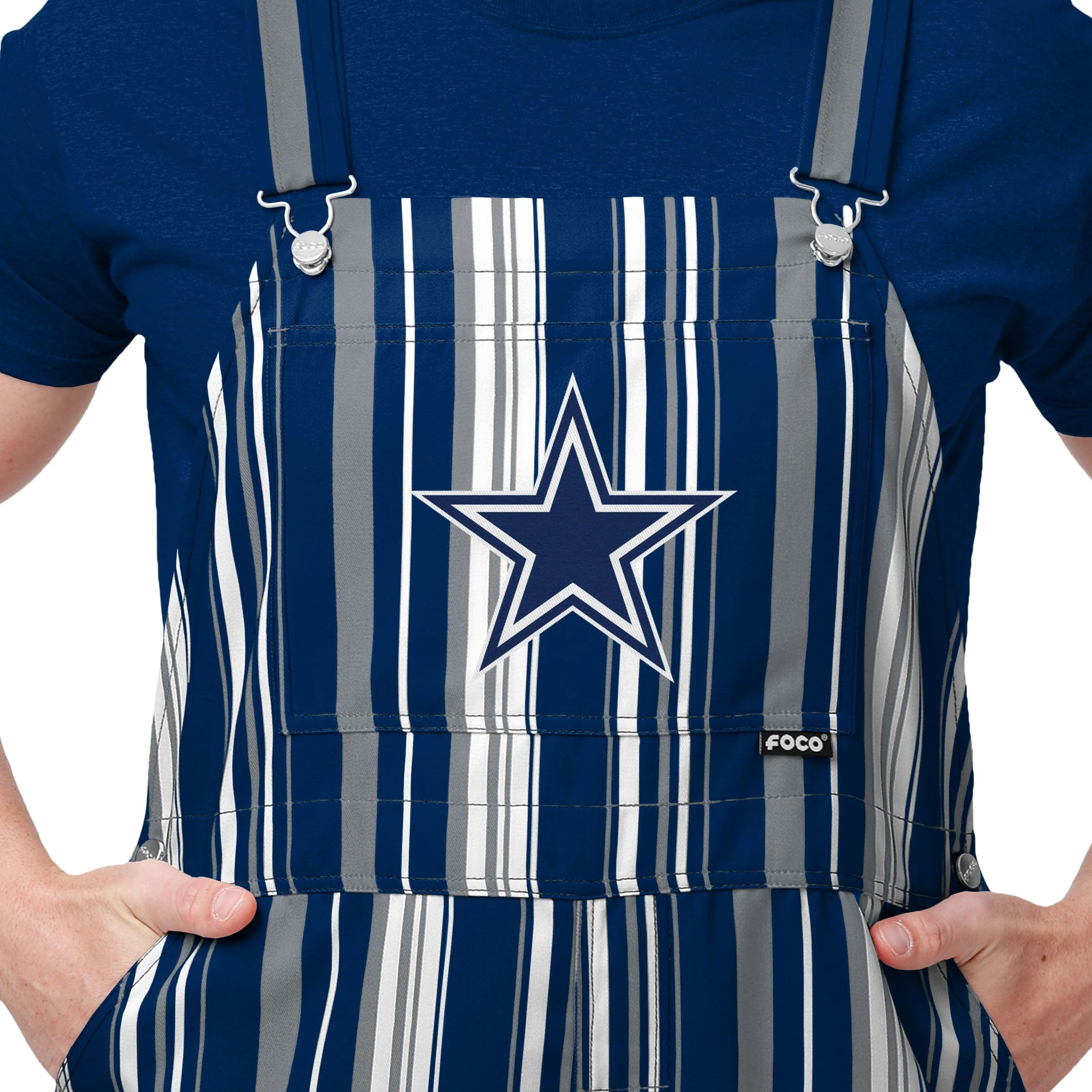 Dallas Cowboys NFL Mens Hyper Stripe Bib Overalls - Image 4