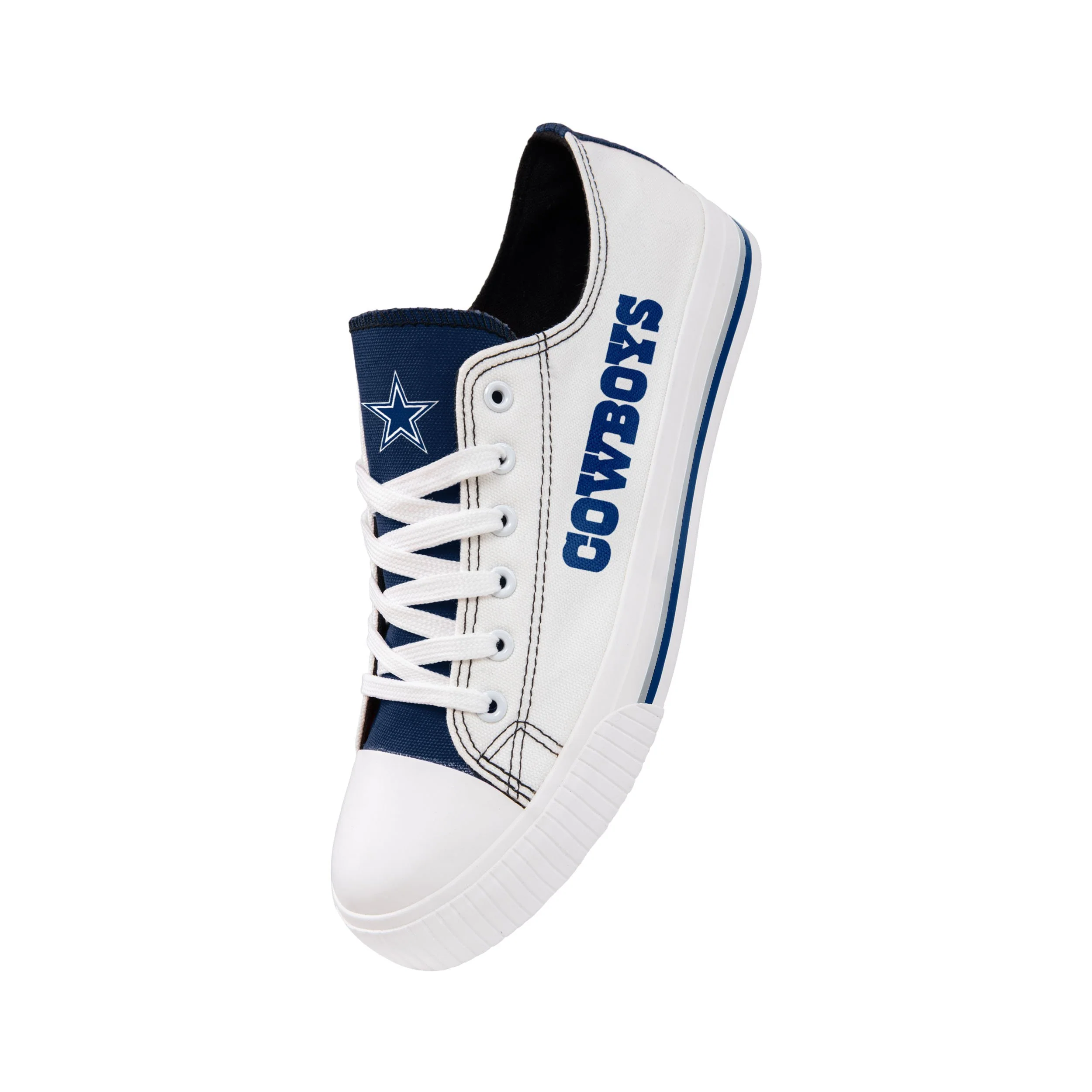 Dallas Cowboys NFL Mens Low Top White Canvas Shoes - Image 4