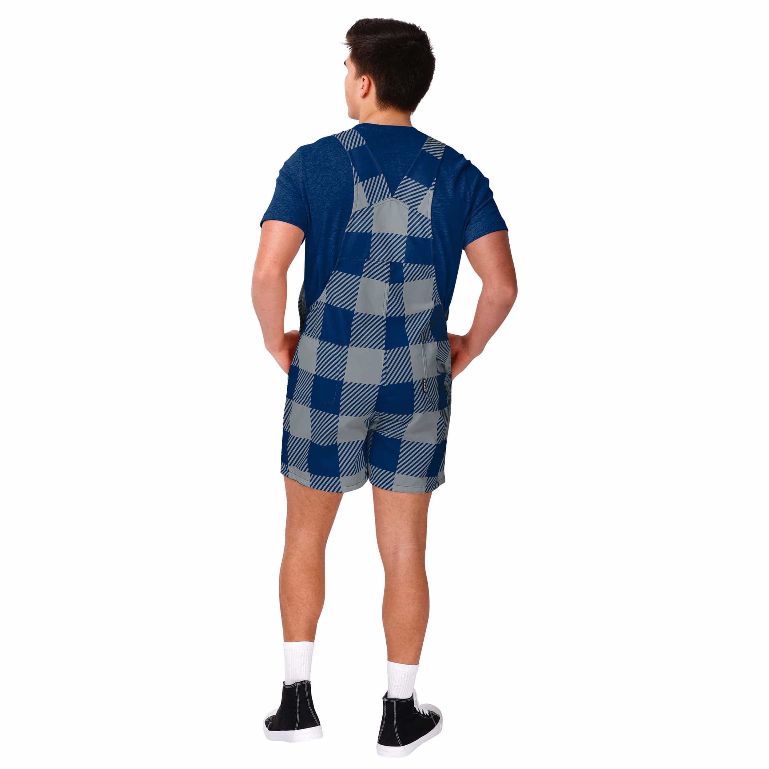 Dallas Cowboys NFL Mens Plaid Bib Shortalls - Image 2