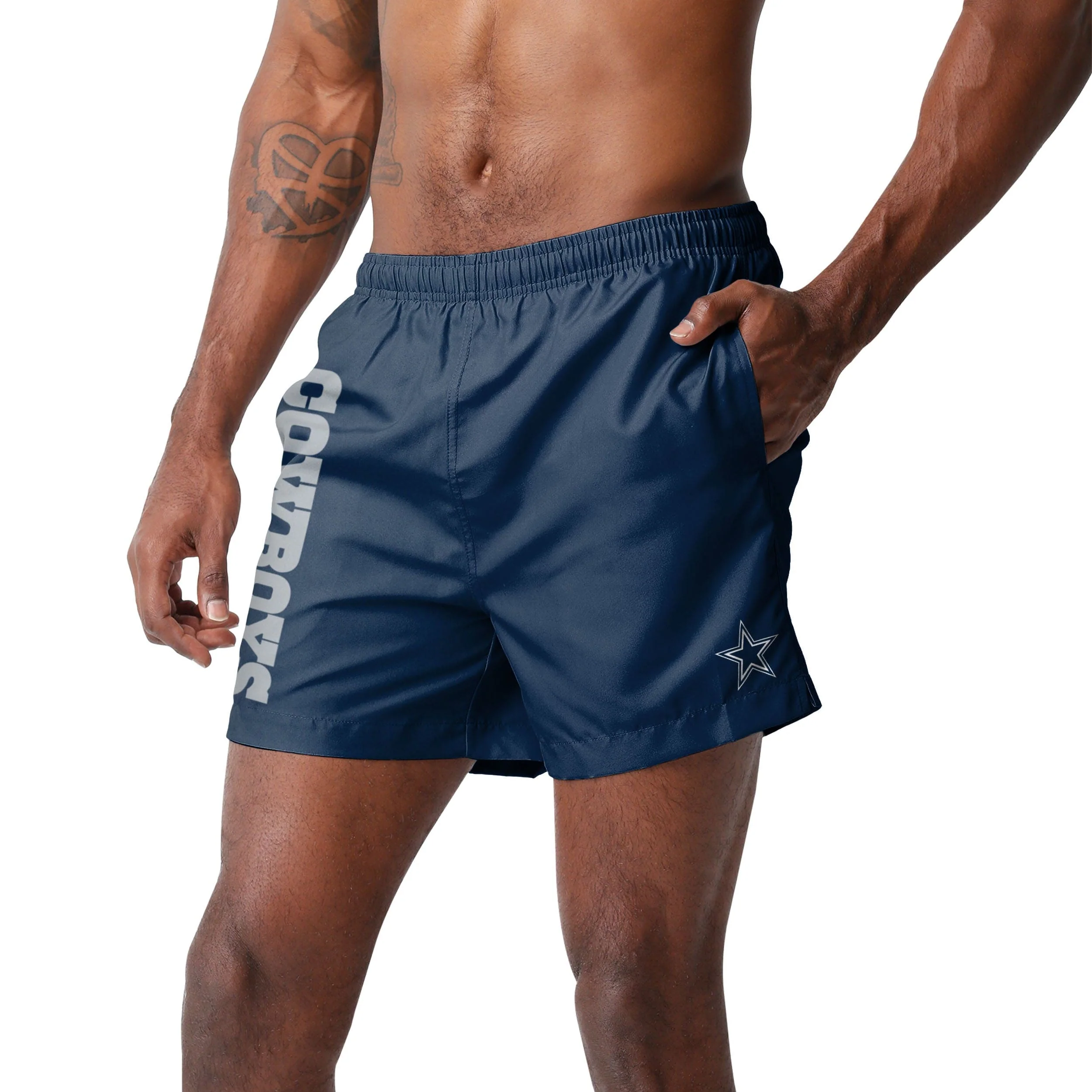 Dallas Cowboys NFL Mens Solid Wordmark 5.5" Swimming Trunks - Image 2