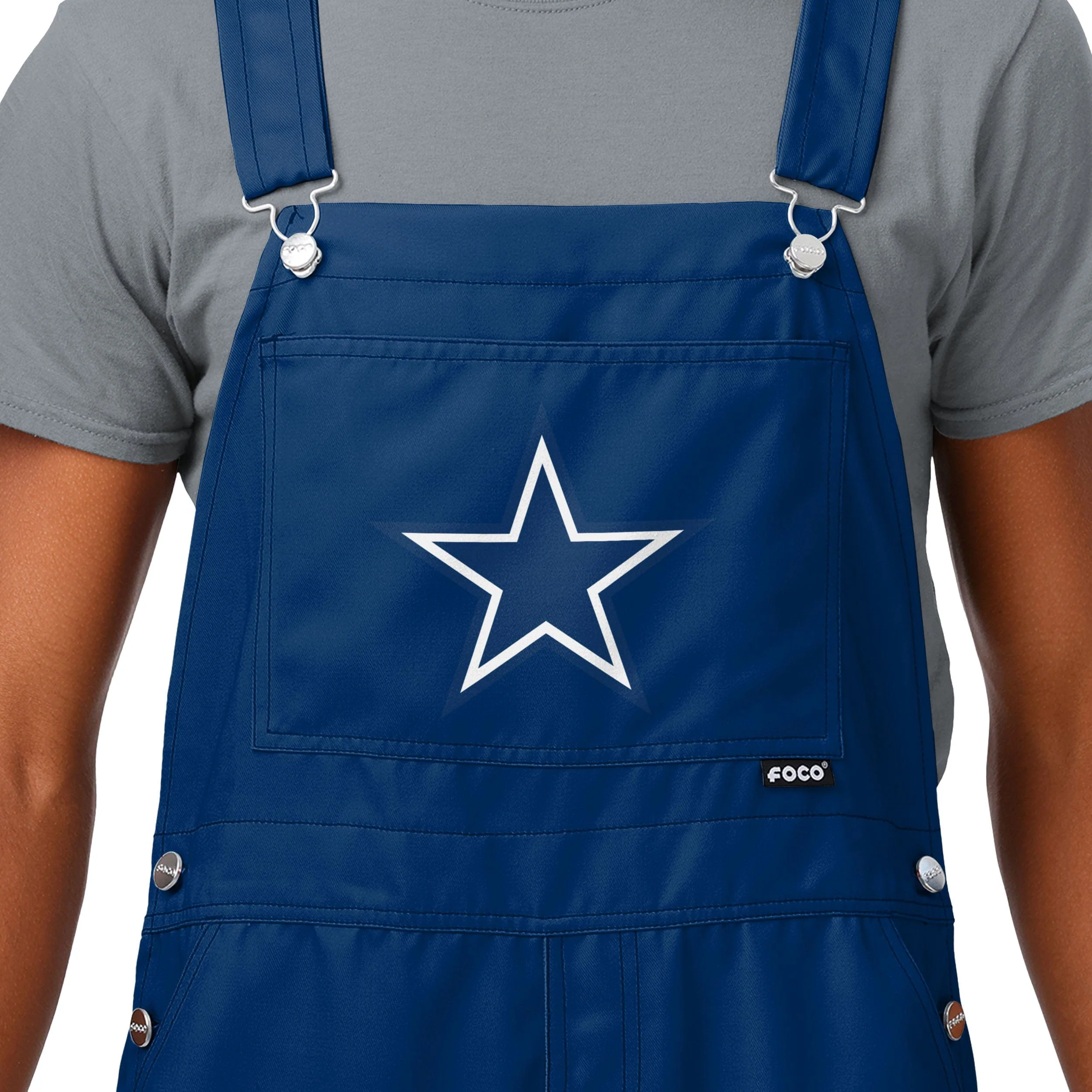 Dallas Cowboys NFL Mens Solid Wordmark Bib Overalls - Image 3