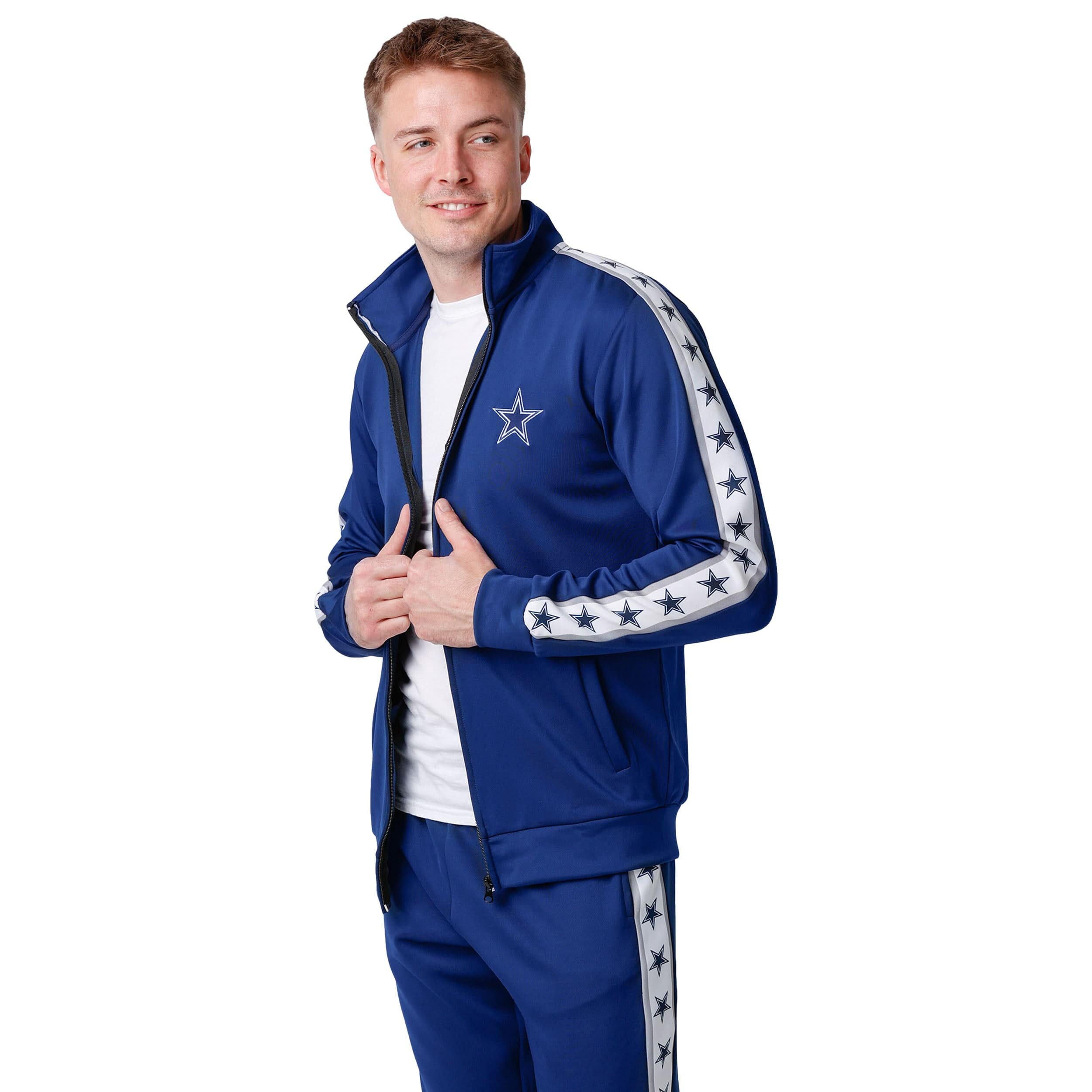 Dallas Cowboys NFL Mens Stripe Logo Track Jacket - Image 5