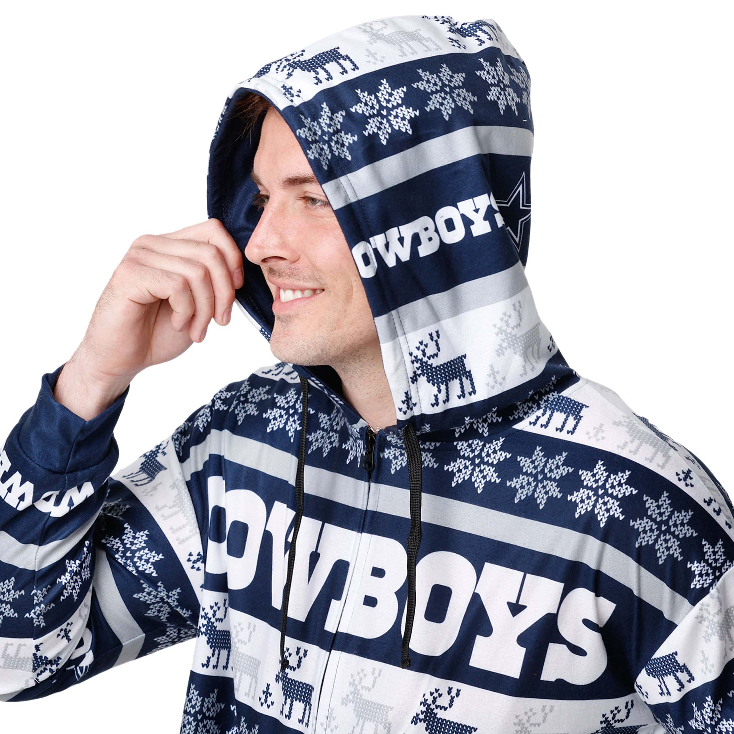Dallas Cowboys NFL Mens Ugly Short One Piece Pajamas - Image 3