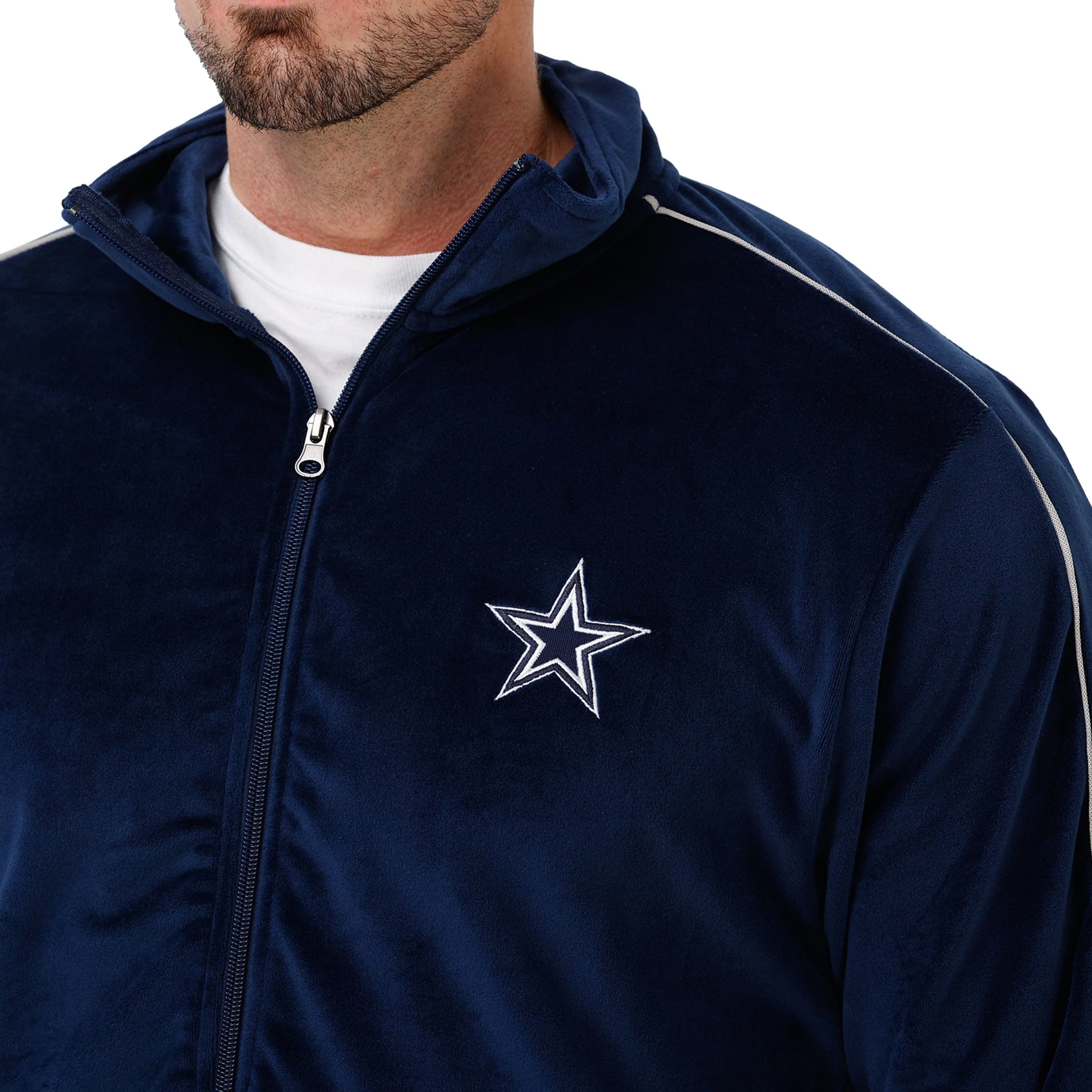 Dallas Cowboys NFL Mens Velour Zip Up Top - Image 3