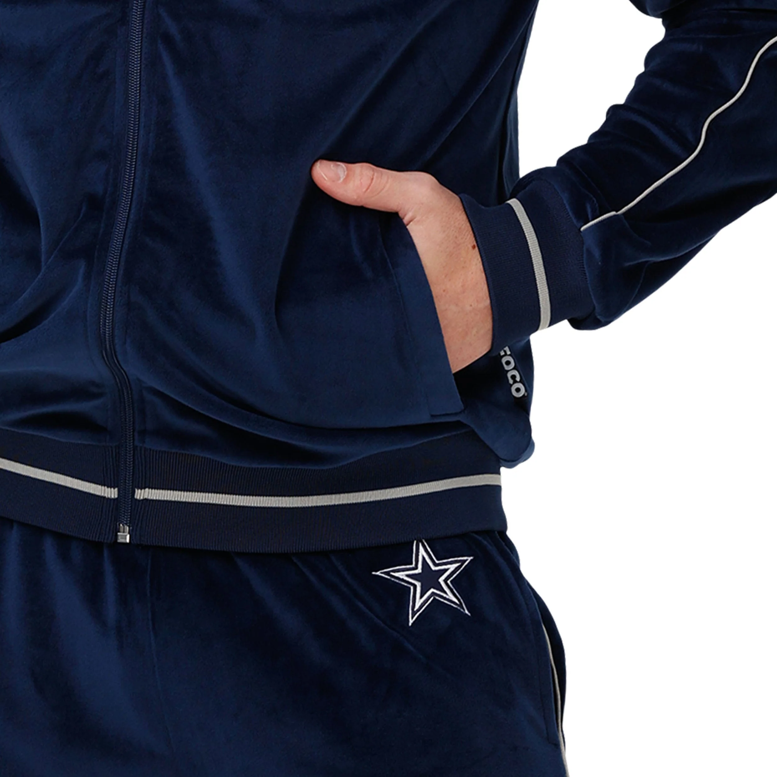 Dallas Cowboys NFL Mens Velour Zip Up Top - Image 4