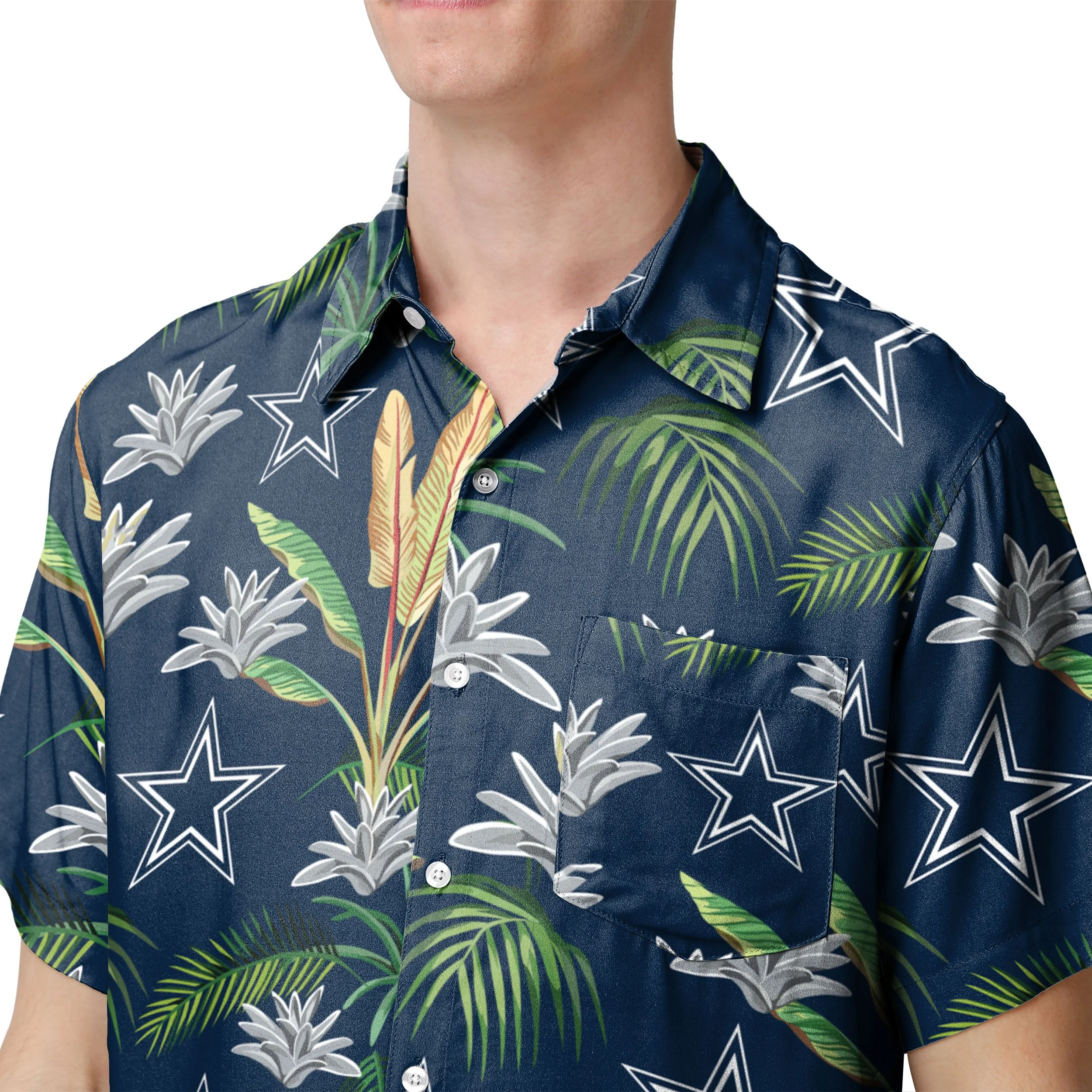 Dallas Cowboys NFL Mens Victory Vacay Button Up Shirt - Image 4
