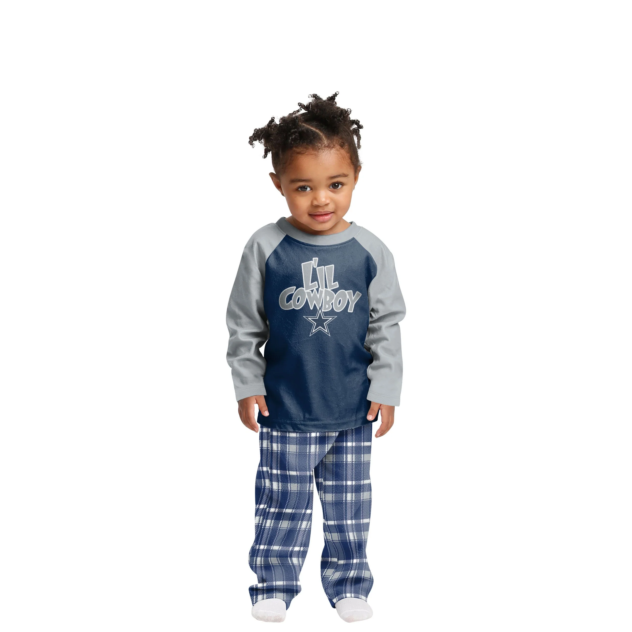 Dallas Cowboys NFL Plaid Family Holiday Pajamas - Image 3
