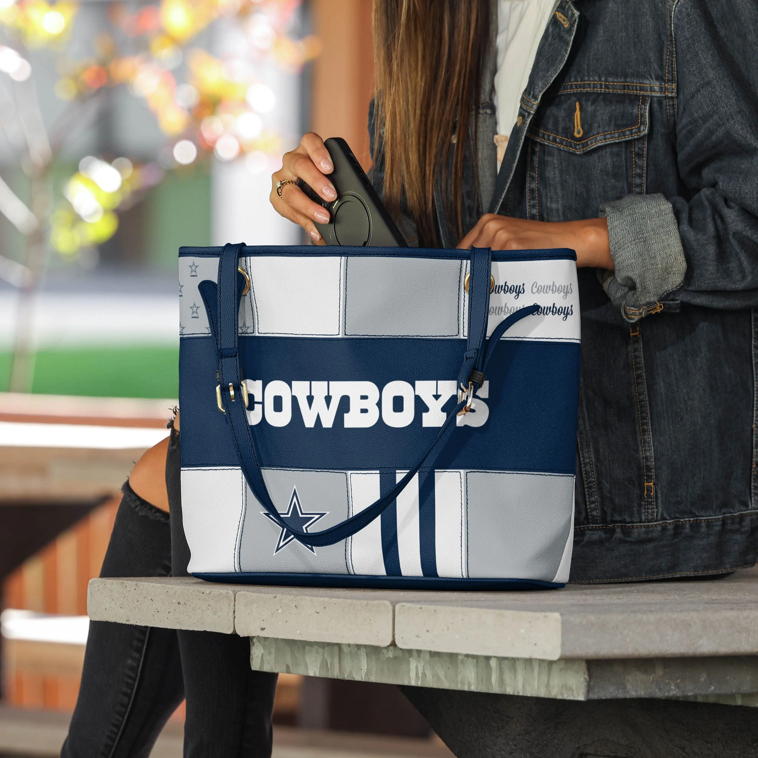 Dallas Cowboys NFL Printed Collage Tote - Image 3