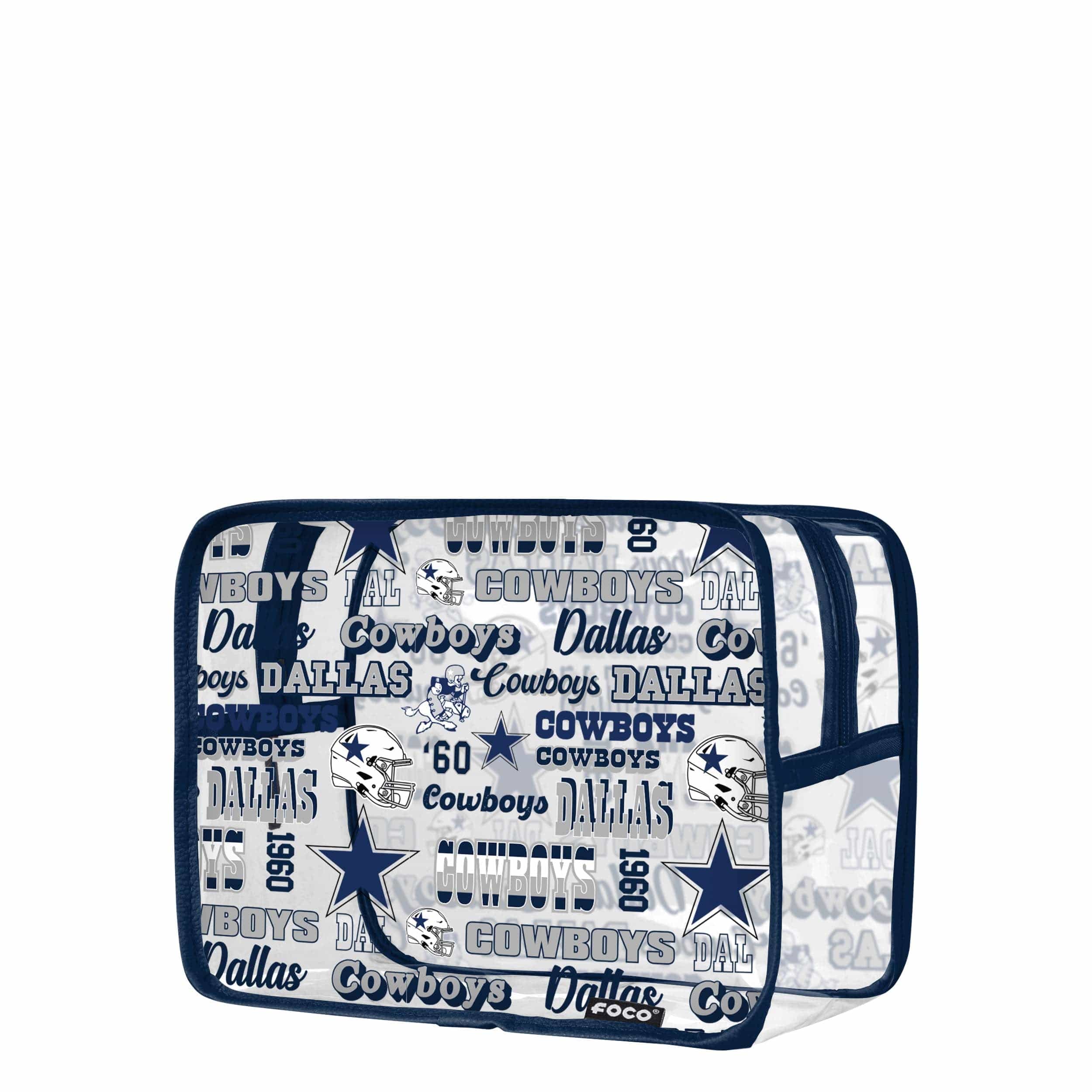 Dallas Cowboys NFL Repeat Retro Print Clear Cosmetic Bag - Image 3