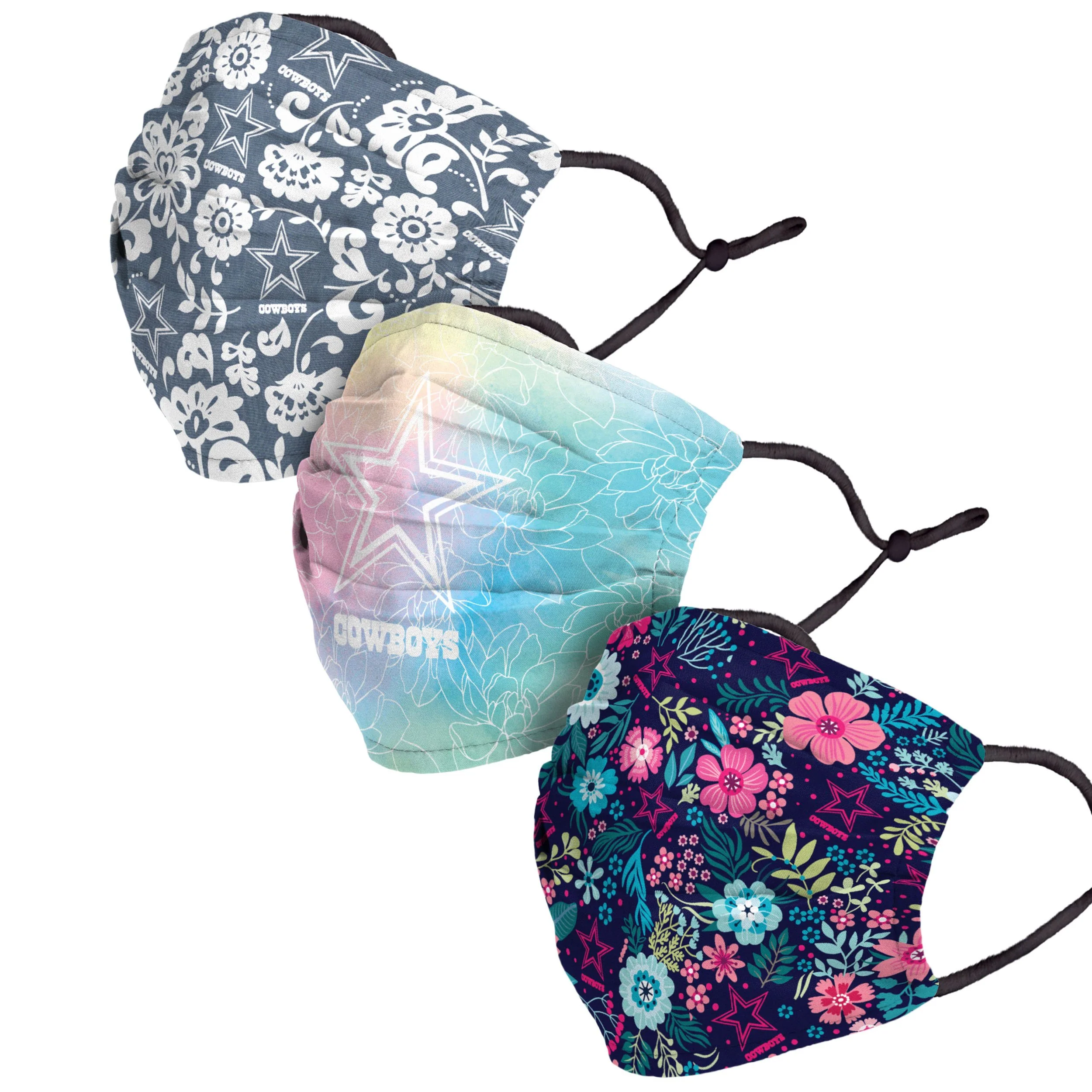 Dallas Cowboys NFL Spring Flowers 3 Pack Face Cover - Image 2
