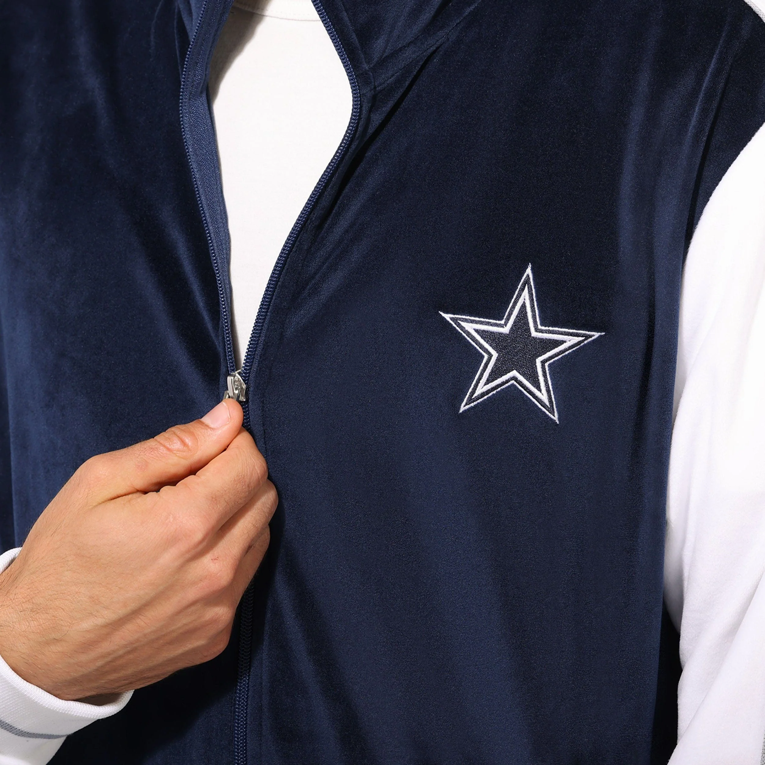 Dallas Cowboys NFL Two Tone Velour Zip Up Top - Image 3