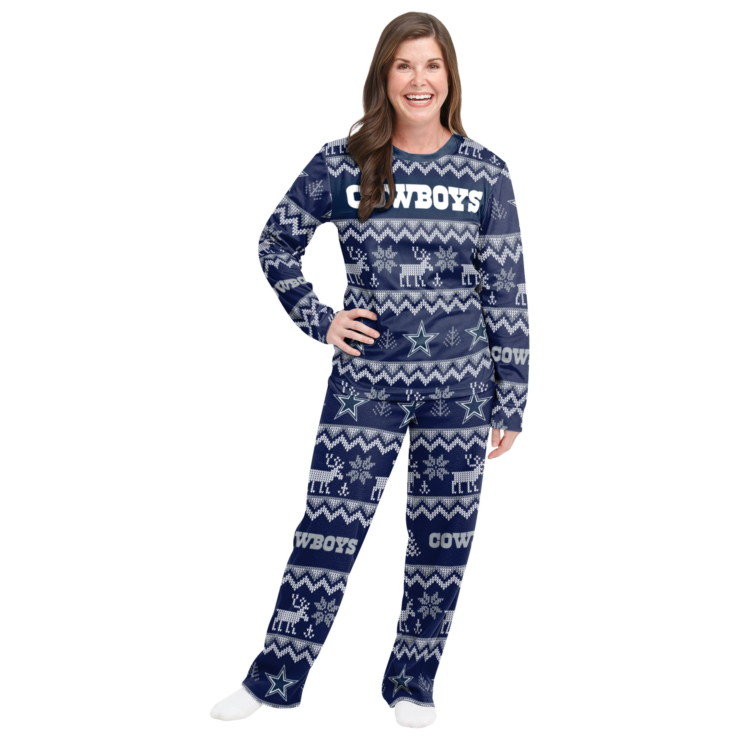 Dallas Cowboys NFL Ugly Pattern Family Holiday Pajamas - Image 5
