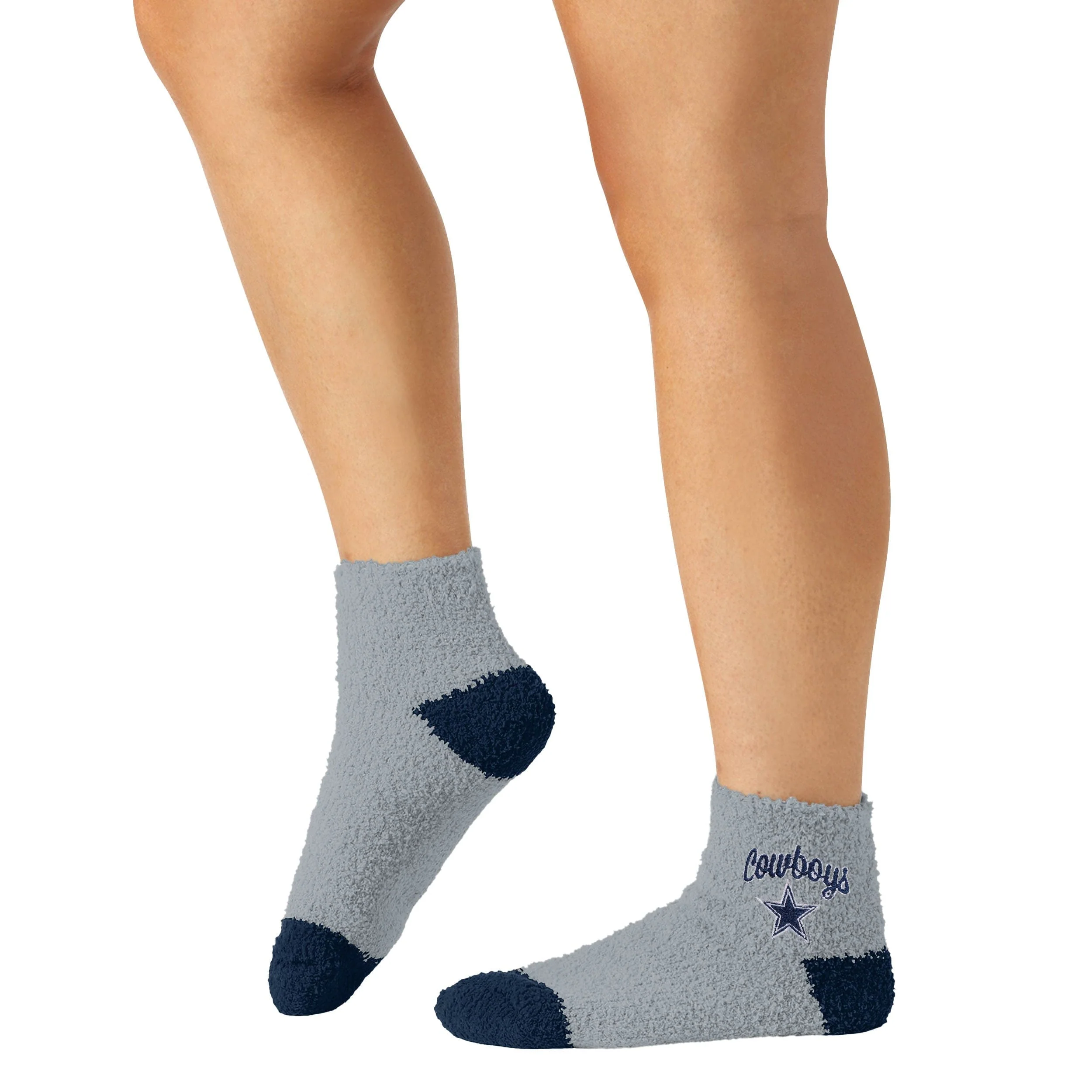 Dallas Cowboys NFL Womens 2 Pack Script Logo Fuzzy Ankle Socks - Image 4