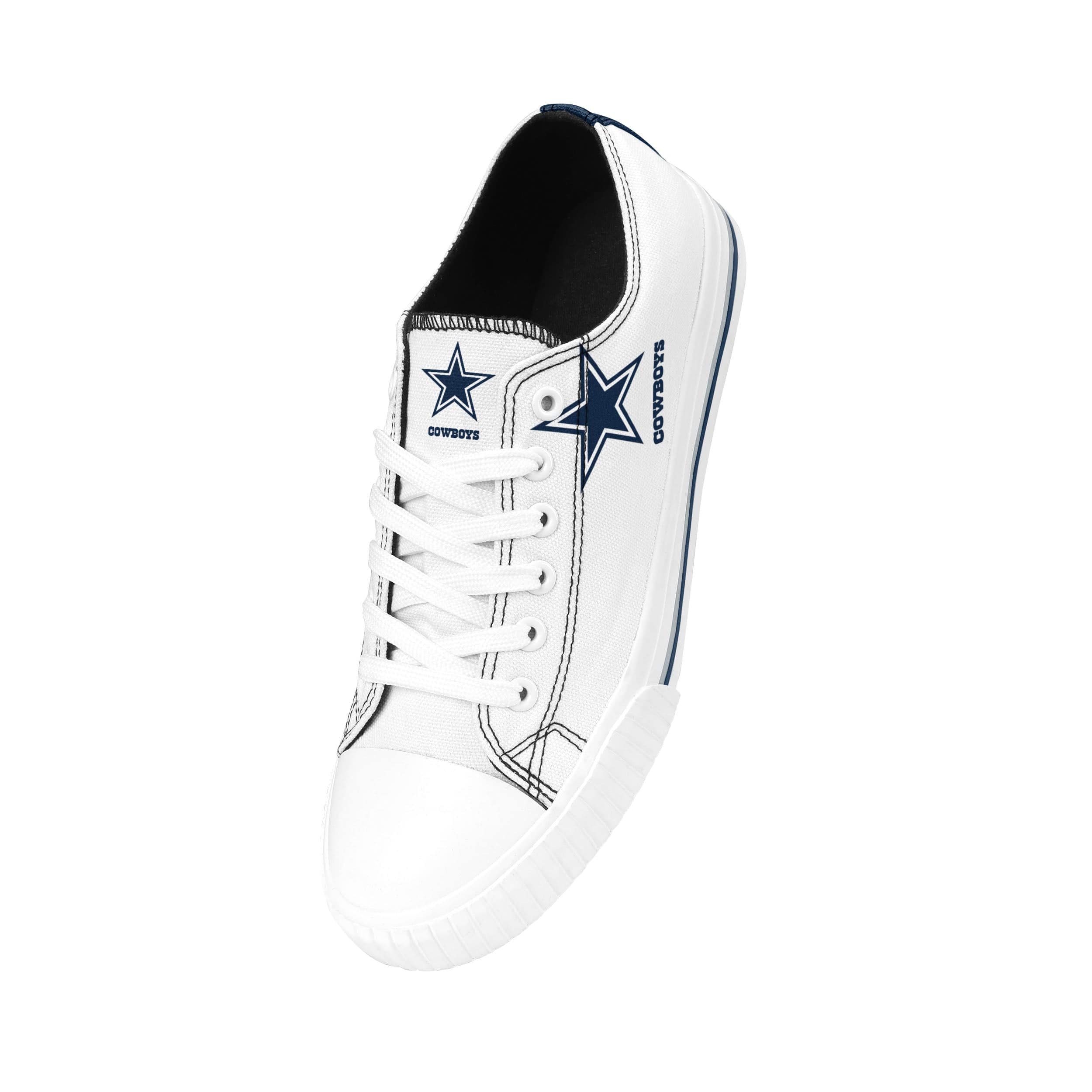 Dallas Cowboys NFL Womens Big Logo Low Top White Canvas Shoes - Image 2