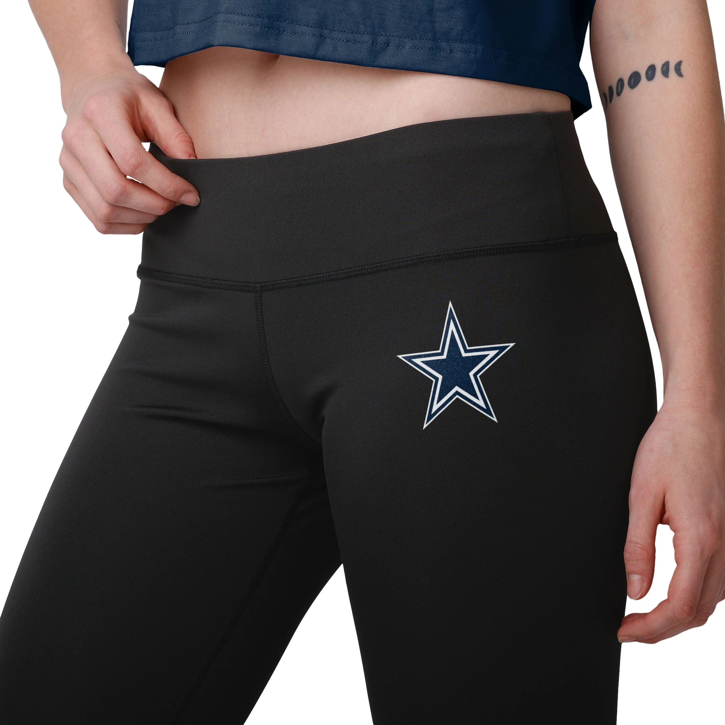 Dallas Cowboys NFL Womens Calf Logo Black Leggings - Image 3