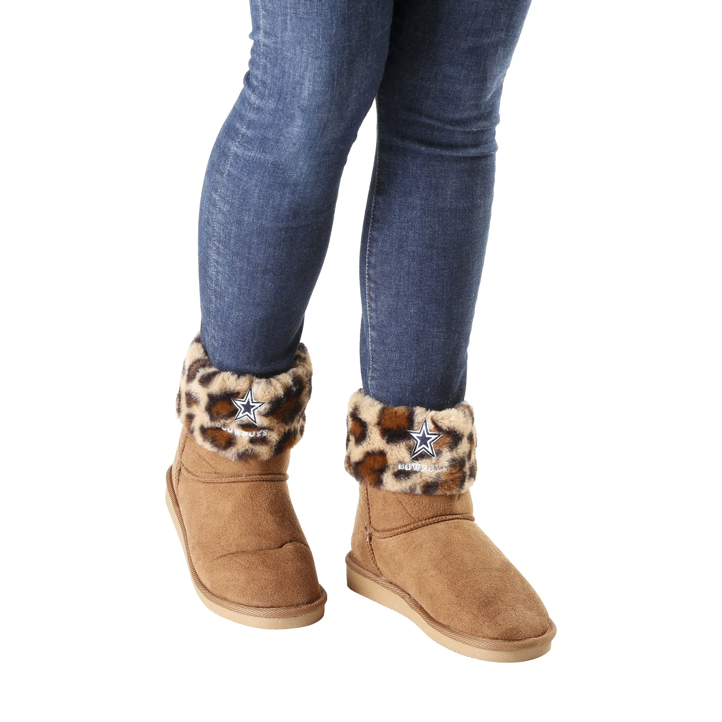 Dallas Cowboys NFL Womens Cheetah Fur Boots - Image 5