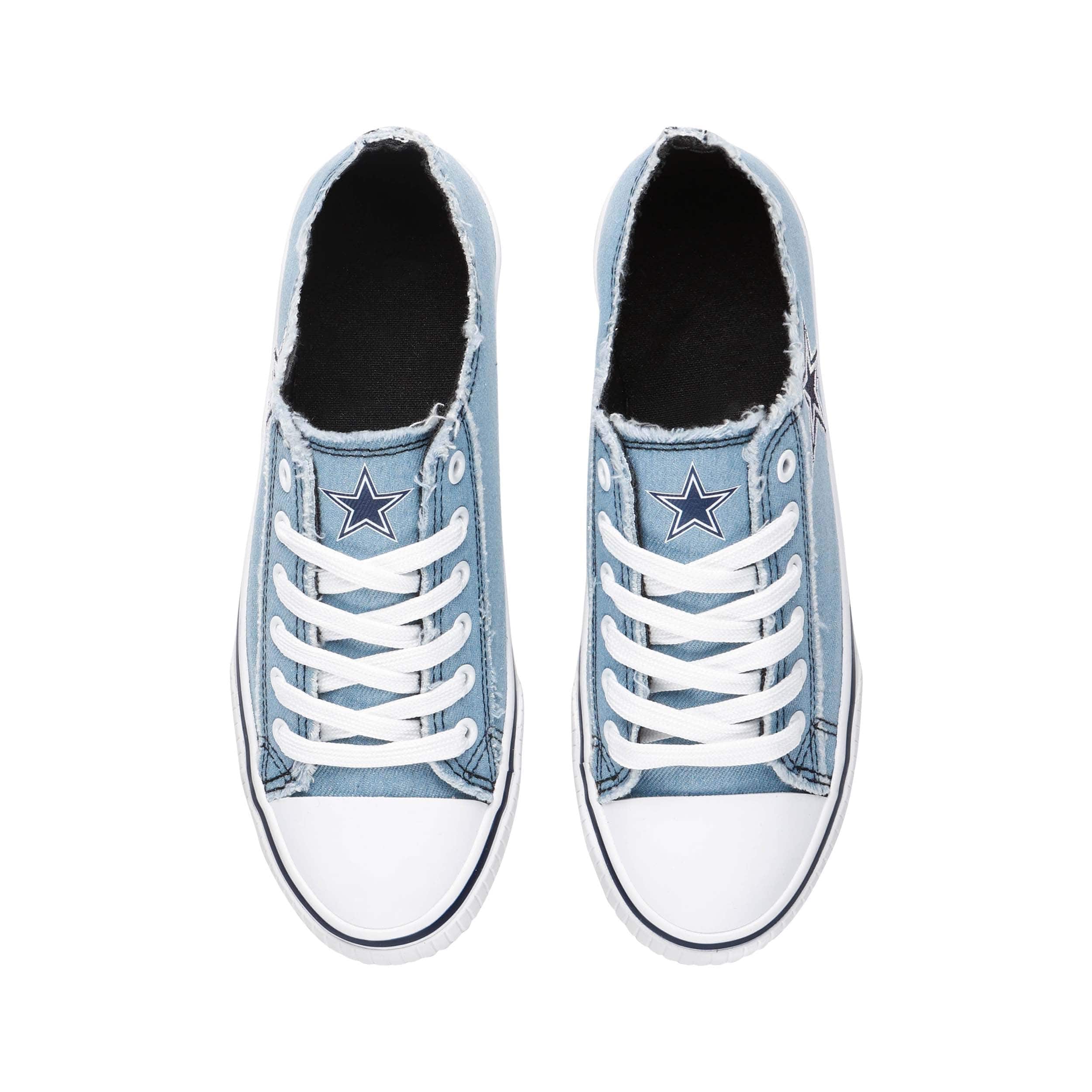 Dallas Cowboys NFL Womens Denim Low Top Canvas Shoes - Image 5