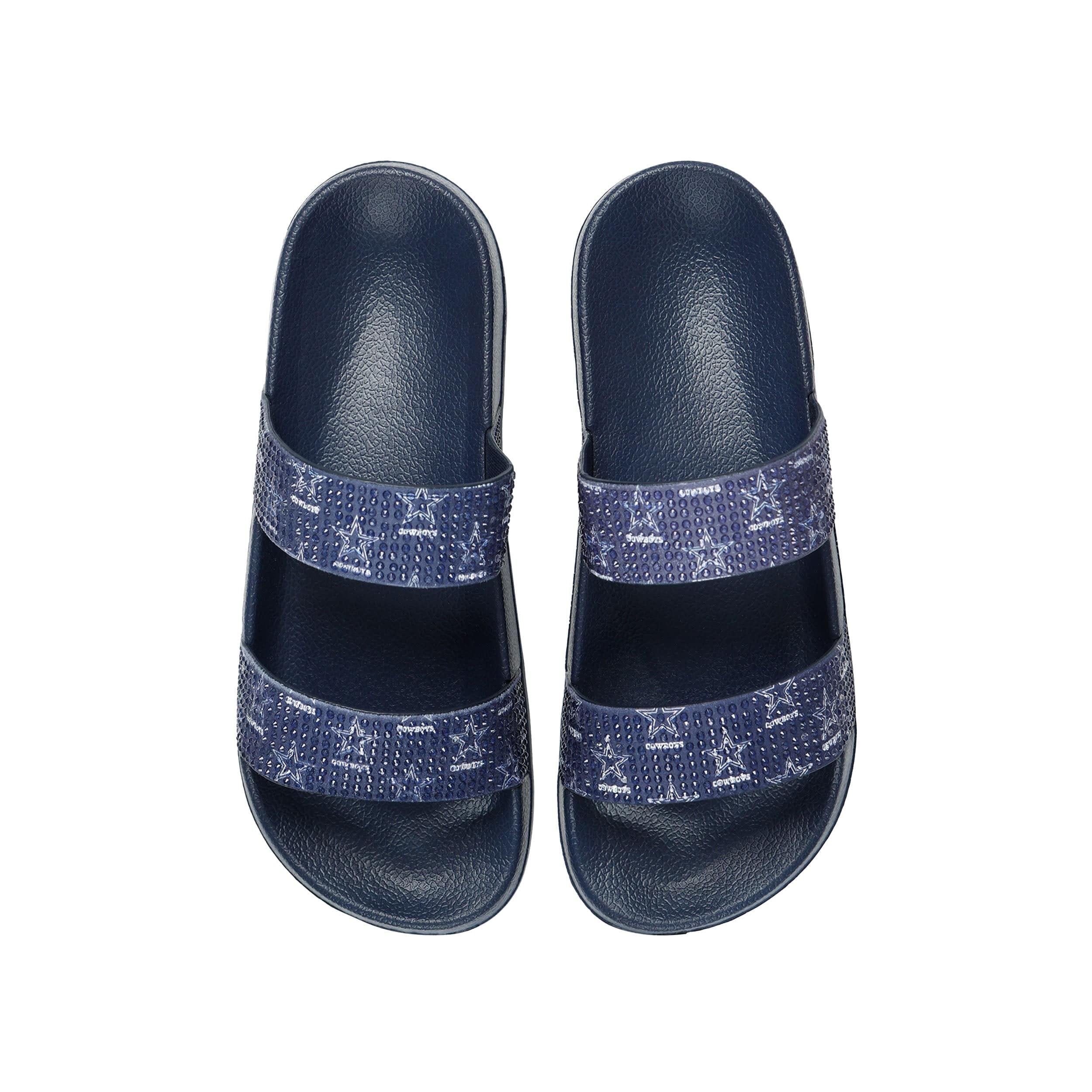 Dallas Cowboys NFL Womens Double Strap Shimmer Sandal - Image 4
