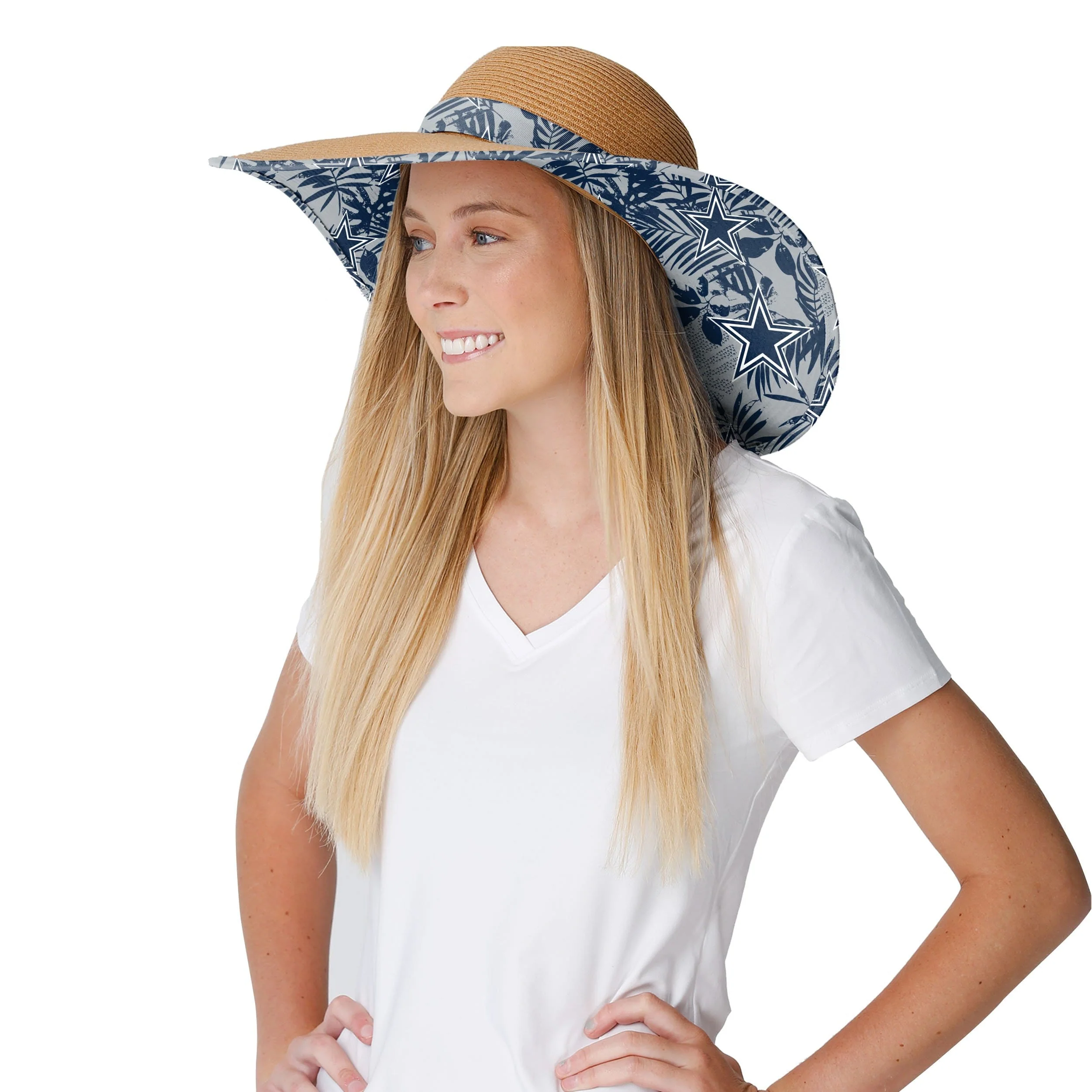 Dallas Cowboys NFL Womens Floral Straw Hat - Image 3