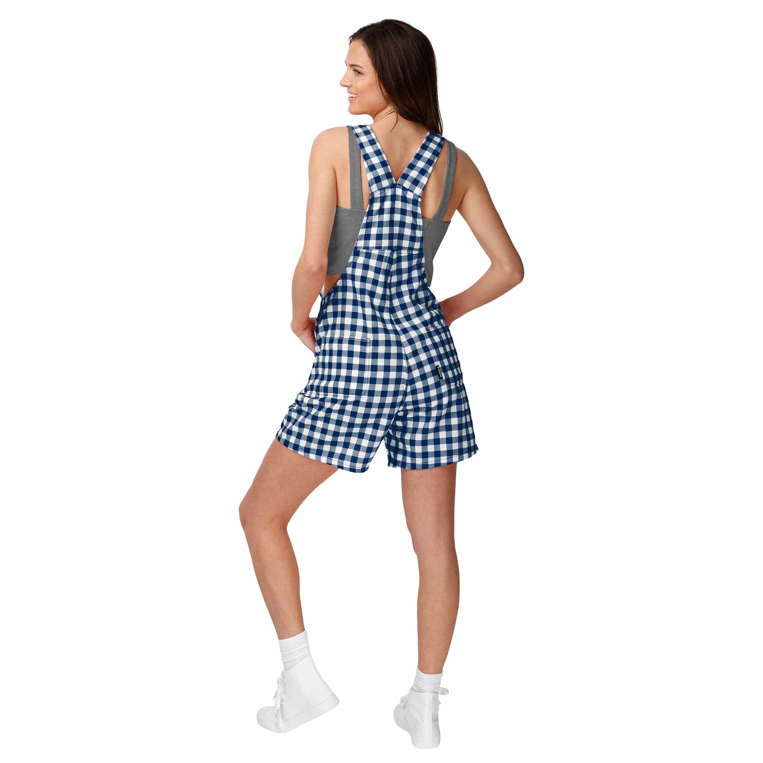 Dallas Cowboys NFL Womens Gingham Check Bib Shortalls - Image 2
