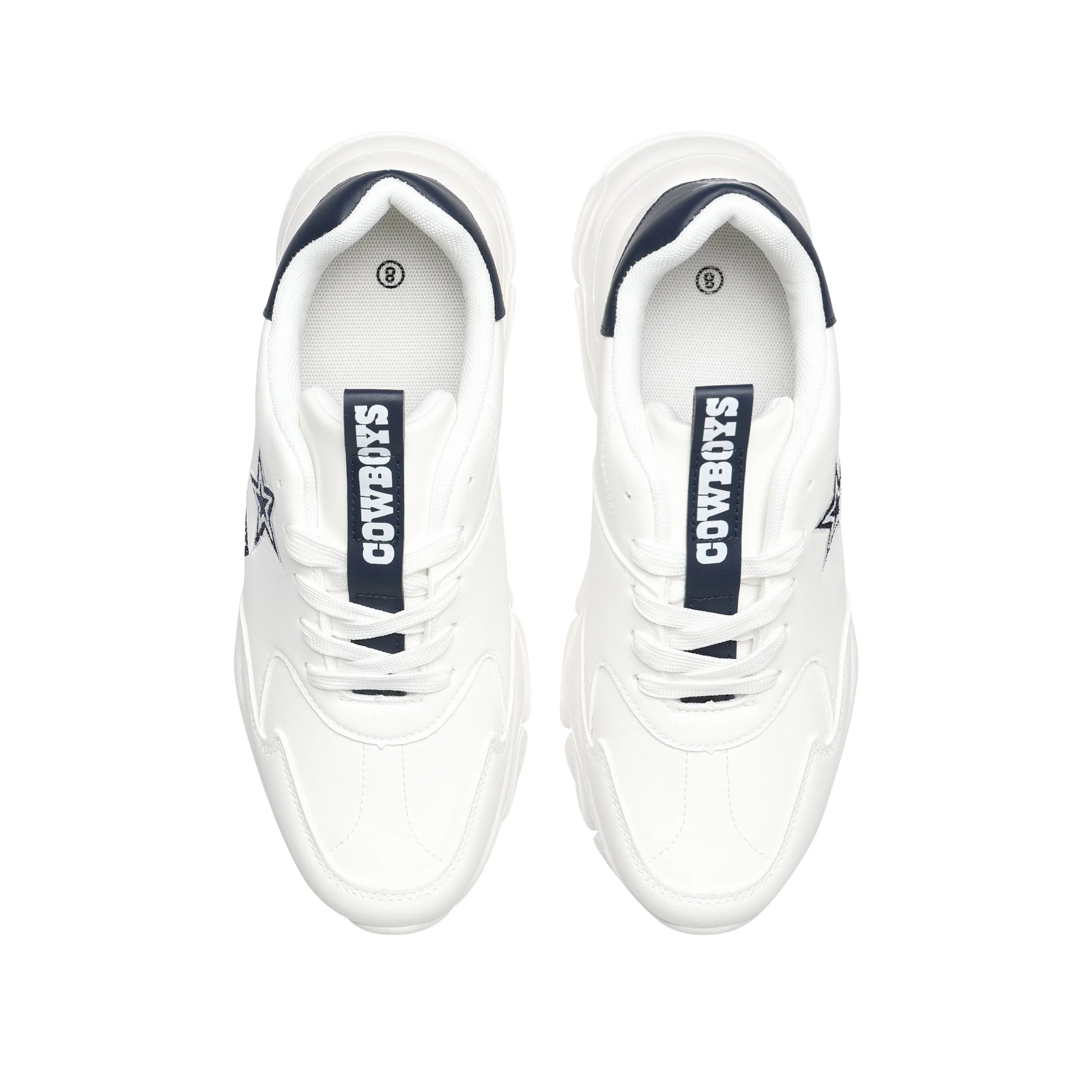 Dallas Cowboys NFL Womens Glitter Big Logo Vintage White Chunky Sneaker - Image 4