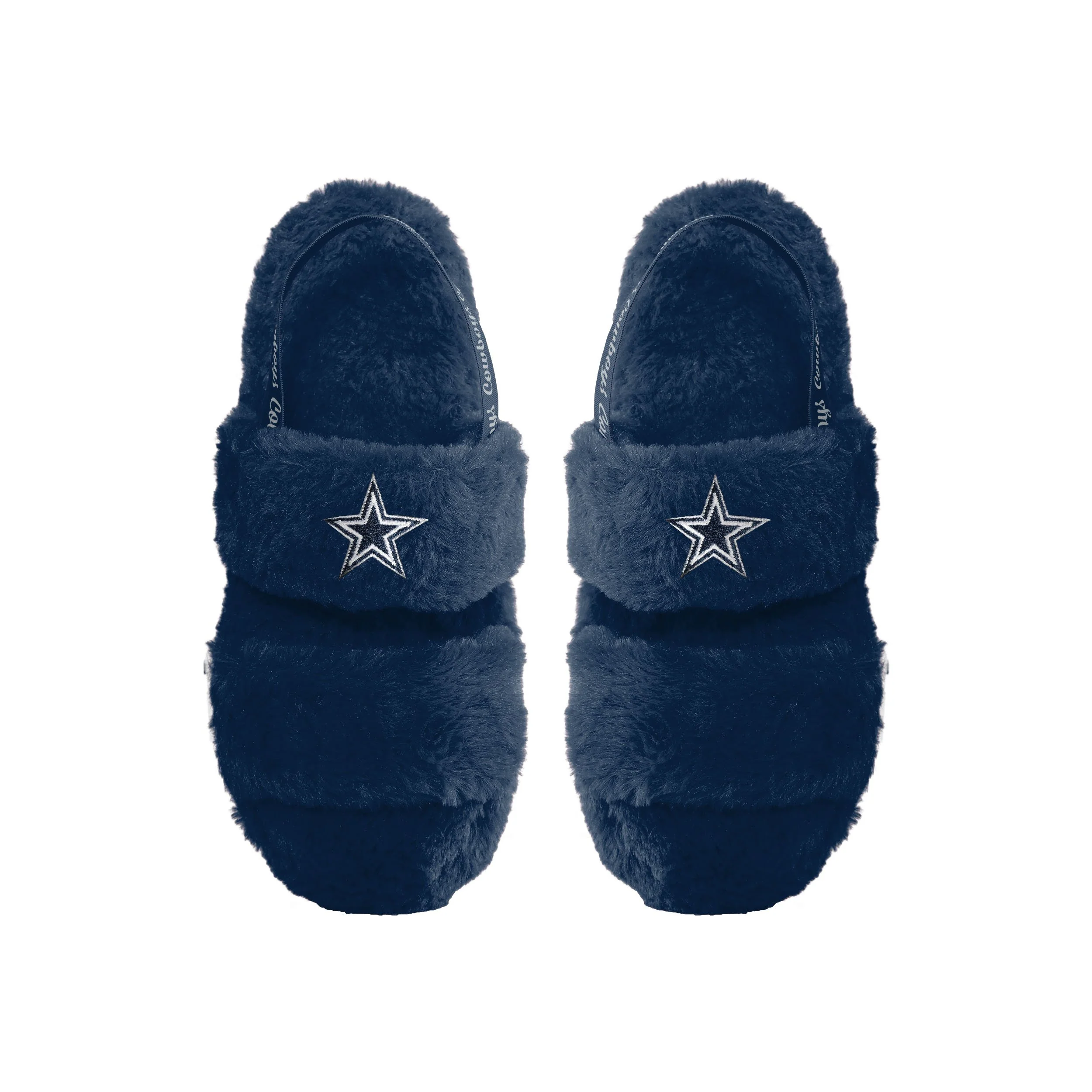 Dallas Cowboys NFL Womens Heel Strap Wordmark Fur Slide - Image 2