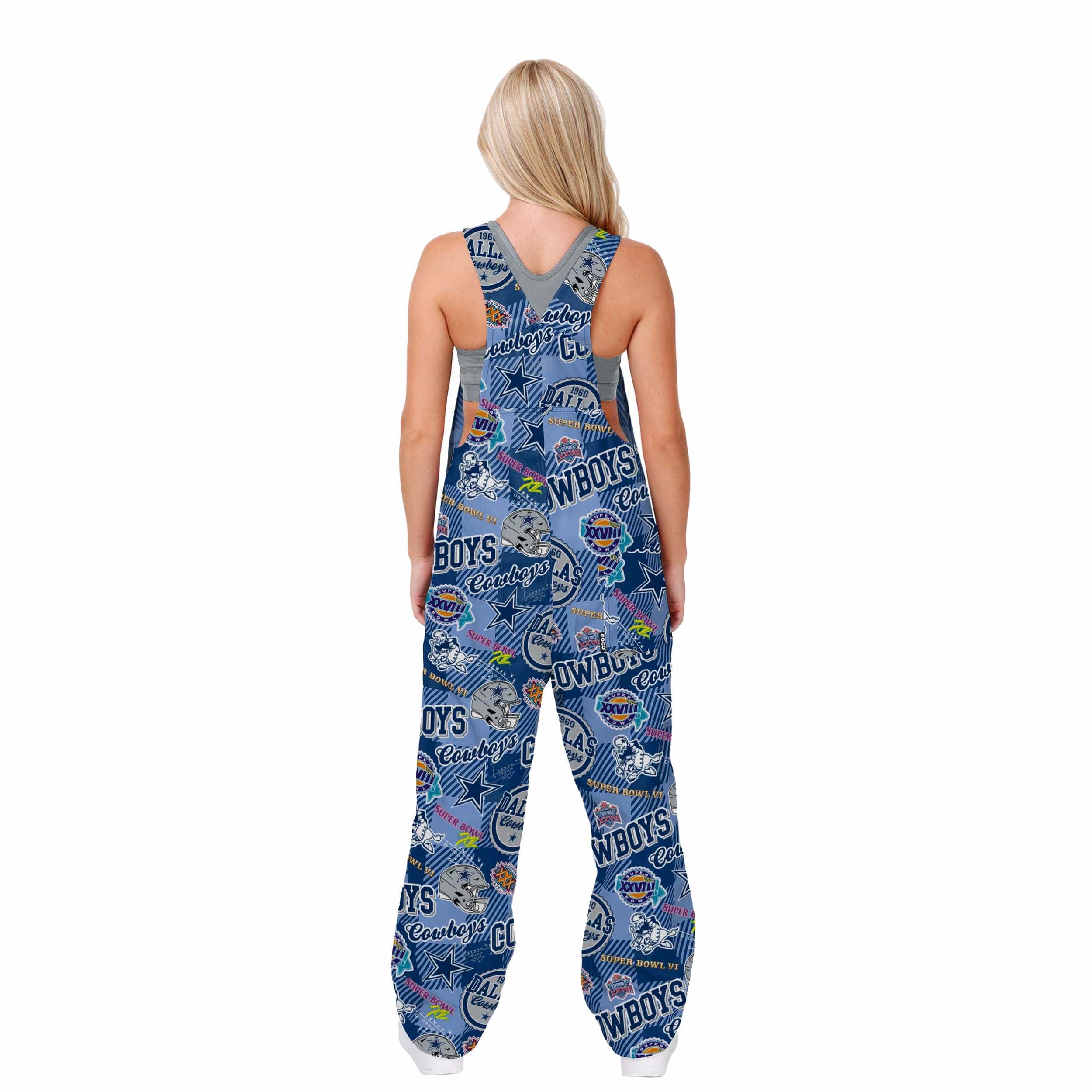 Dallas Cowboys NFL Womens Historic Print Bib Overalls - Image 2