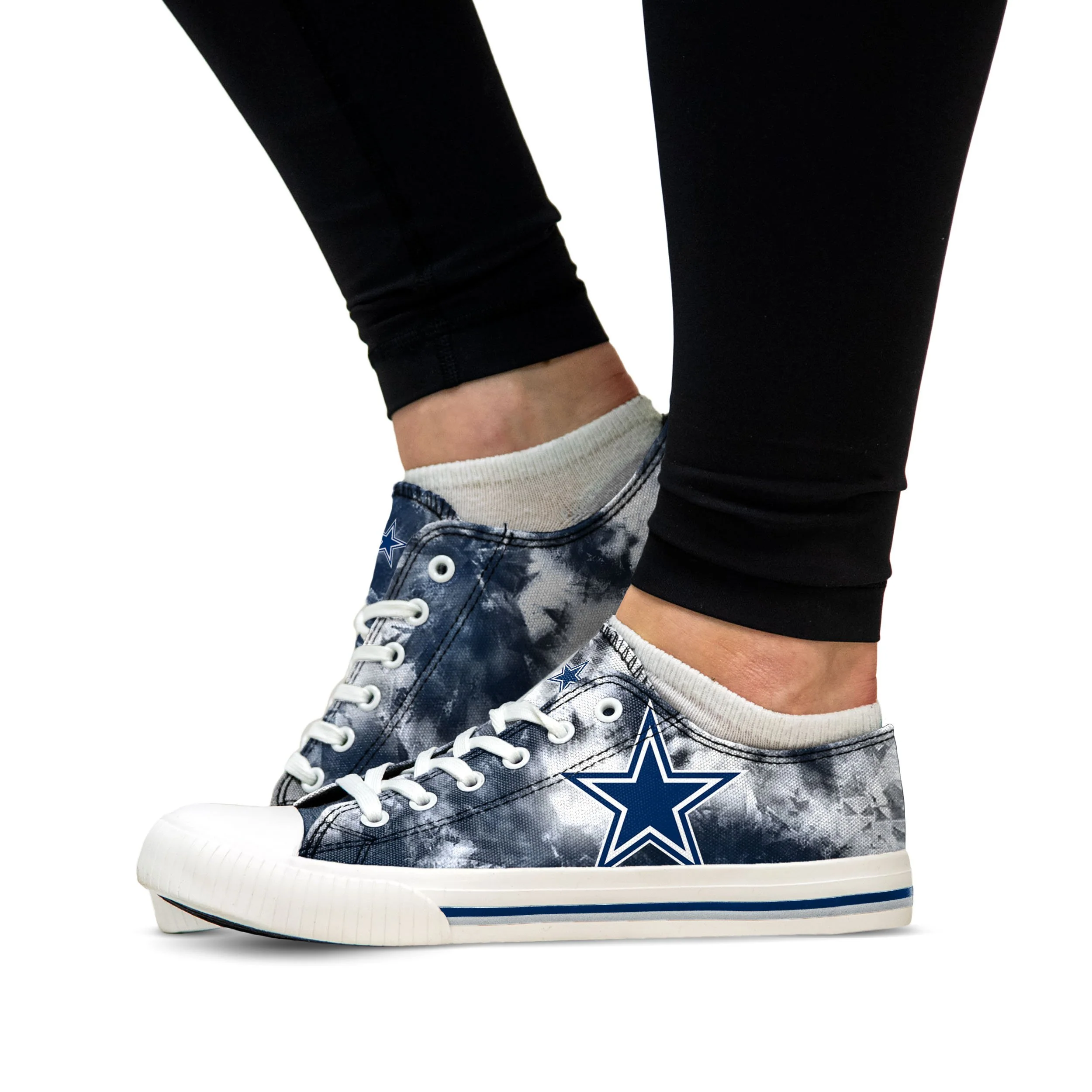 Dallas Cowboys NFL Womens Low Top Tie-Dye Canvas Shoes - Image 4