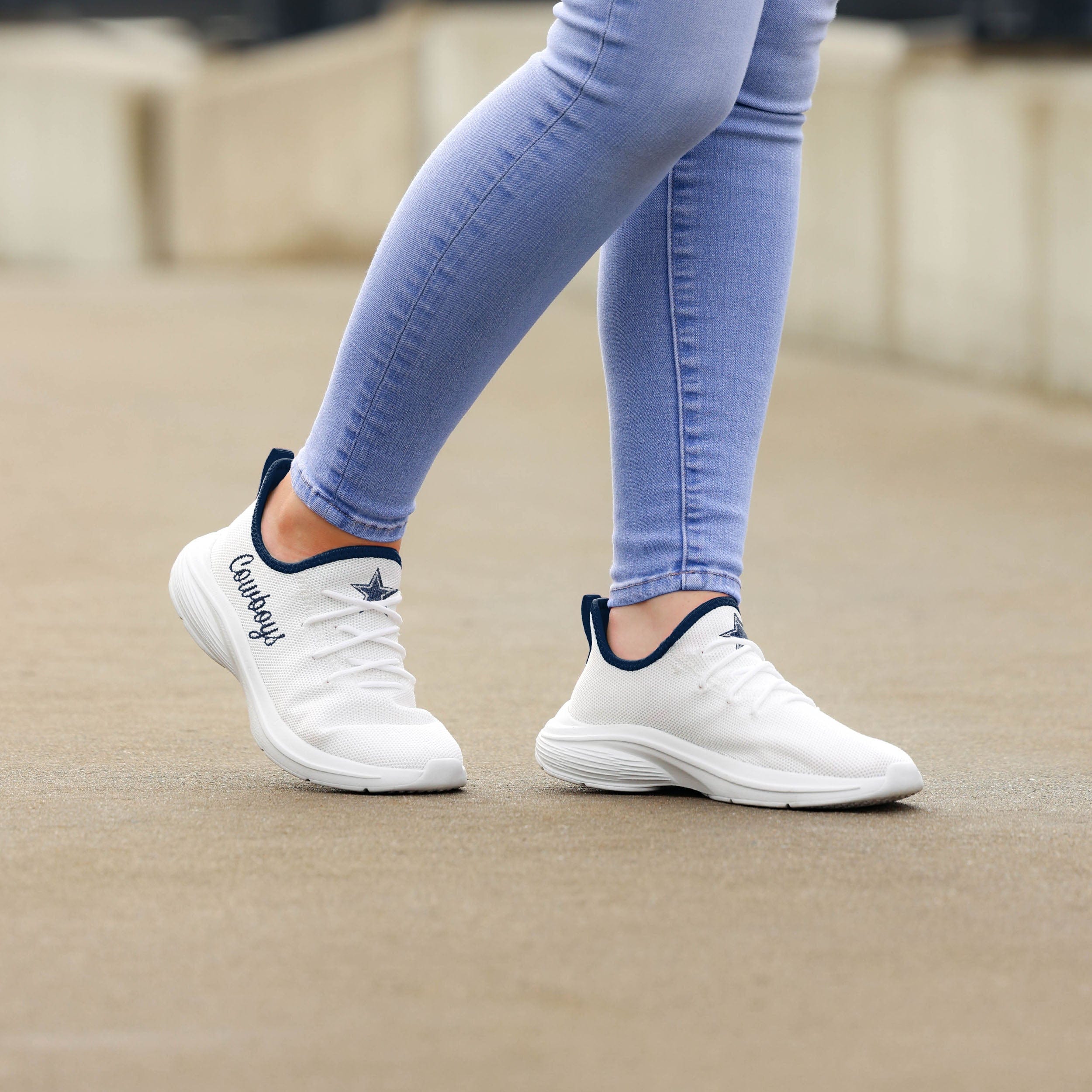Dallas Cowboys NFL Womens Midsole White Sneakers - Image 3