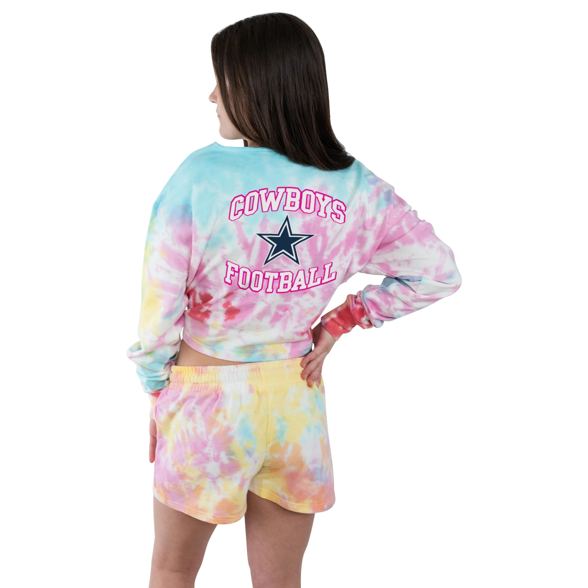Dallas Cowboys NFL Womens Pastel Tie-Dye Blast Cropped Sweater - Image 2