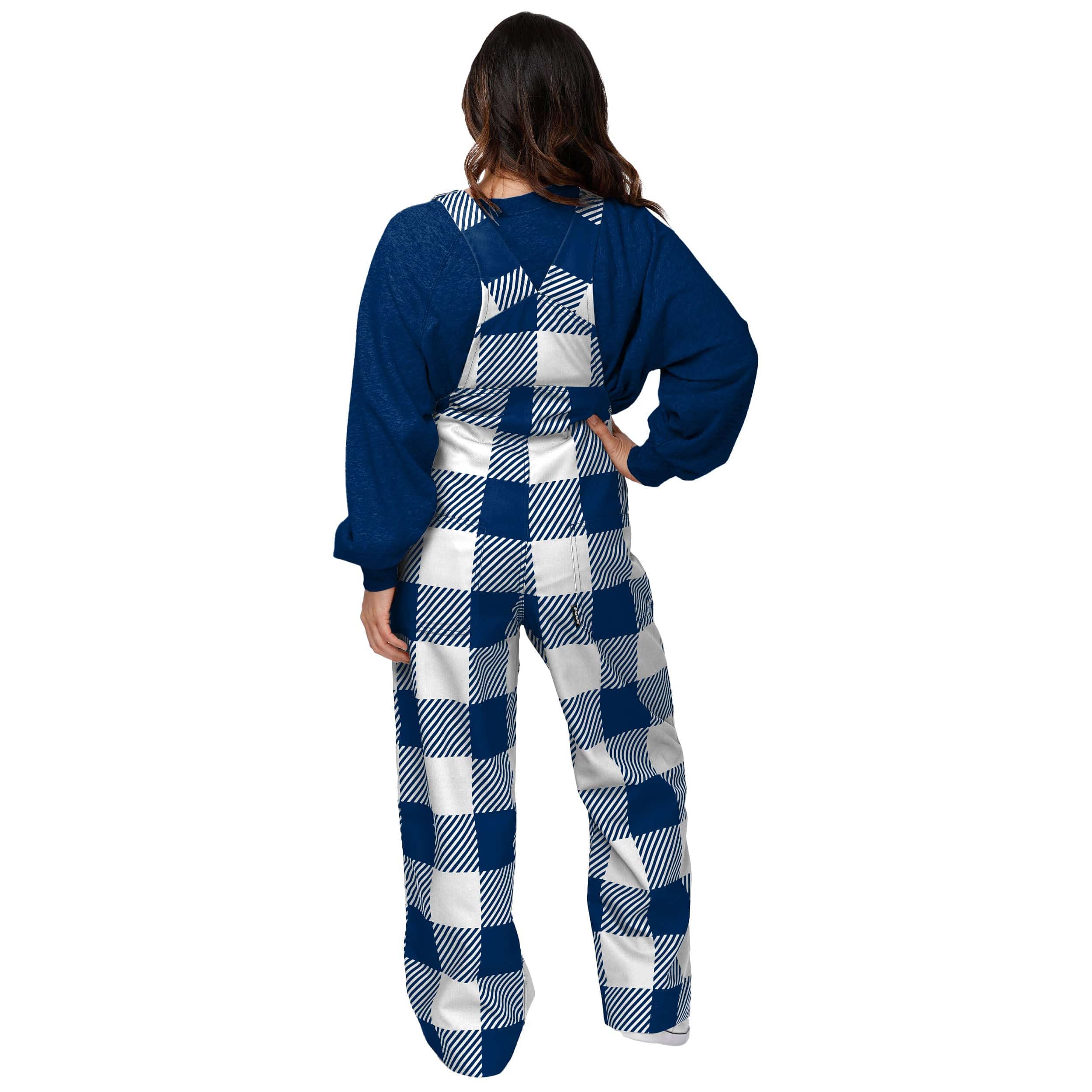 Dallas Cowboys NFL Womens Plaid Bib Overalls - Image 2