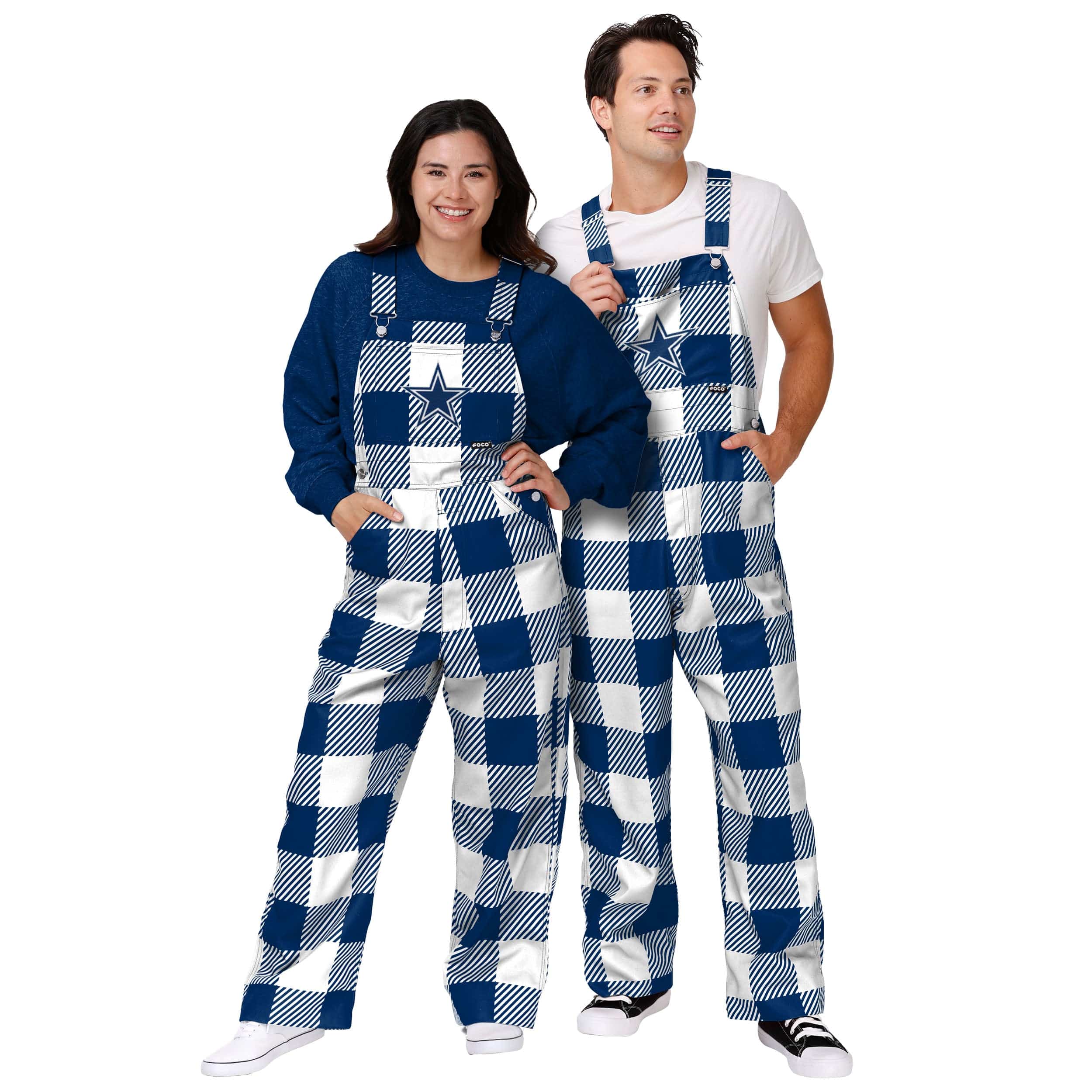 Dallas Cowboys NFL Womens Plaid Bib Overalls - Image 3