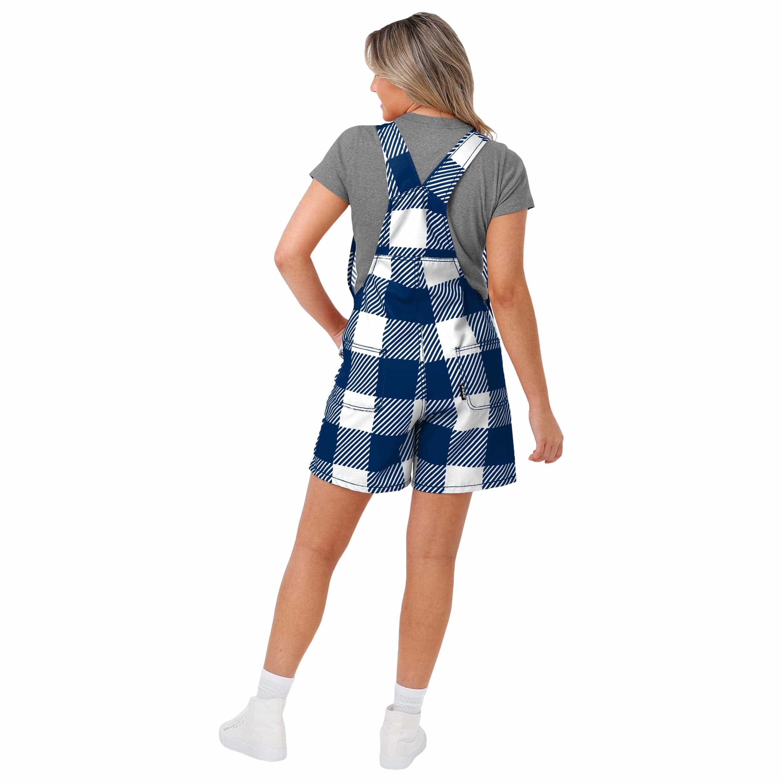Dallas Cowboys NFL Womens Plaid Bib Shortalls - Image 2