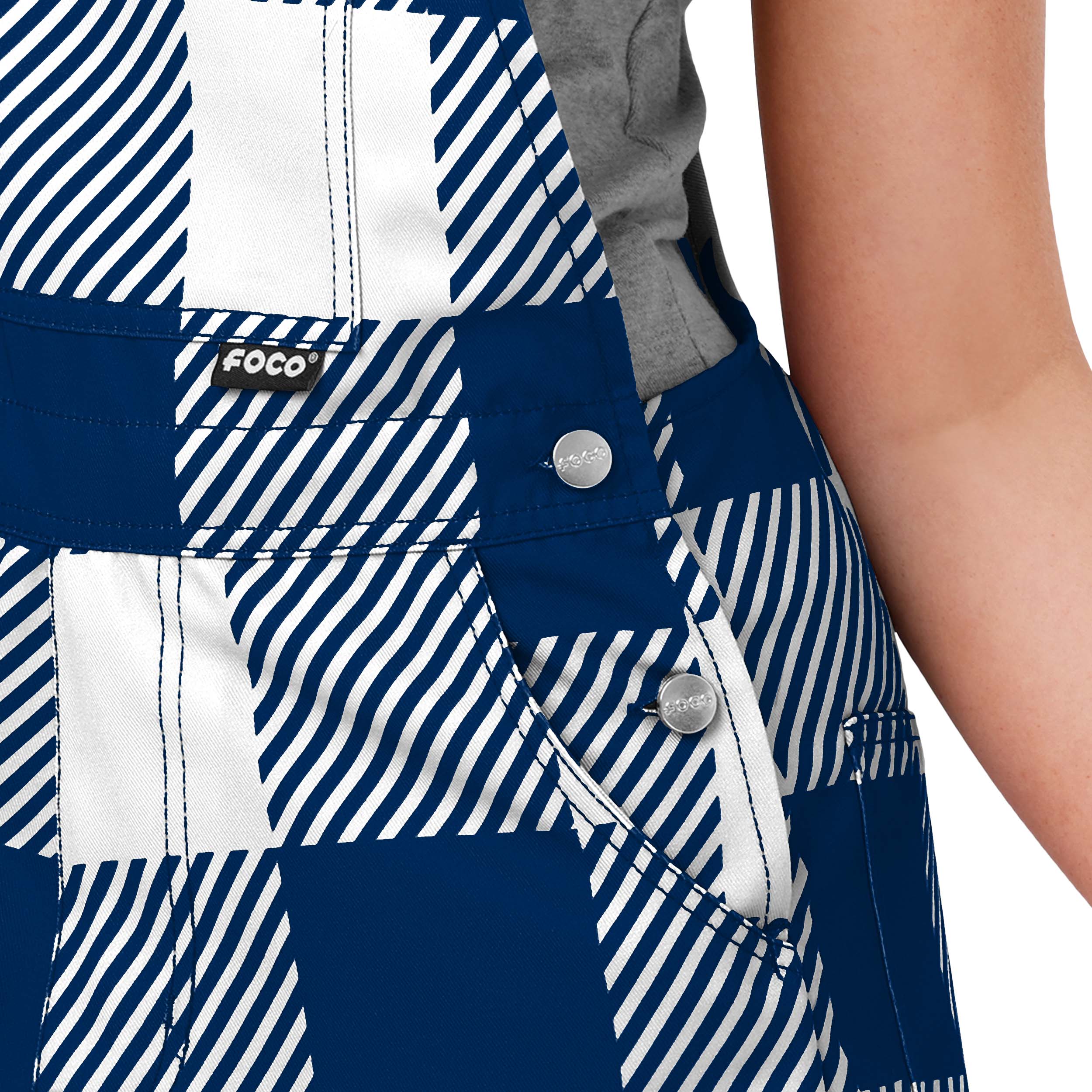 Dallas Cowboys NFL Womens Plaid Bib Shortalls - Image 5