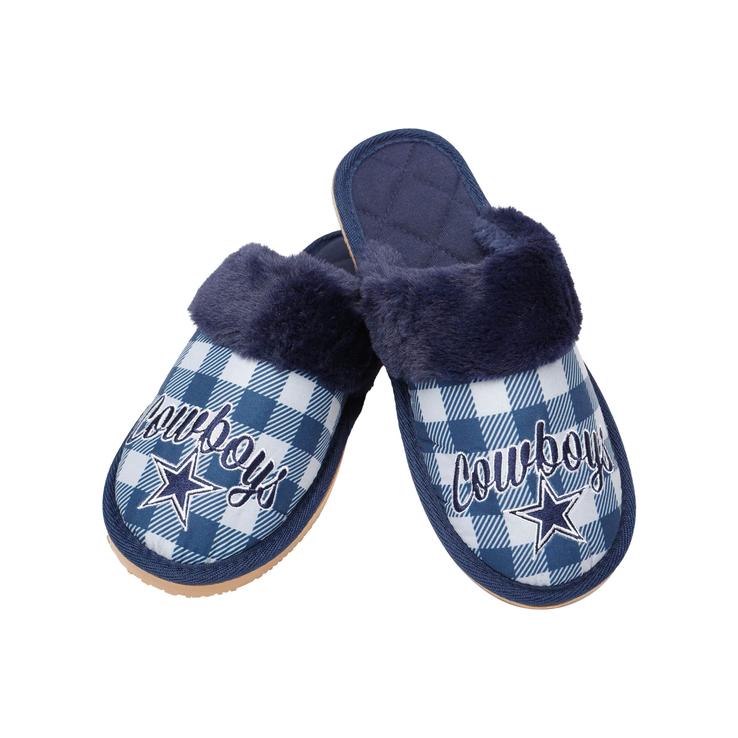 Dallas Cowboys NFL Womens Plaid Sherpa Mule Slipper - Image 4