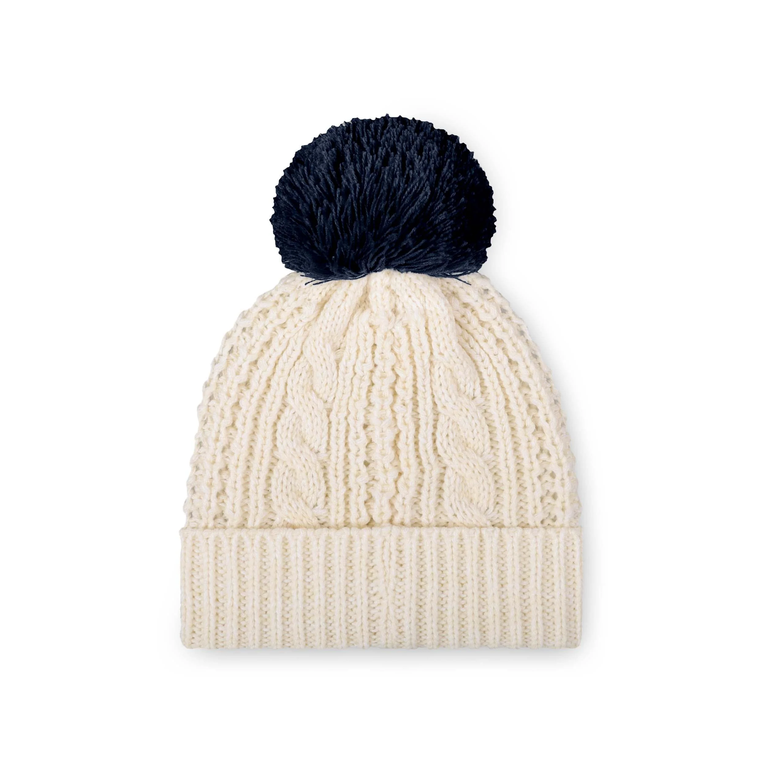 Dallas Cowboys NFL Womens Primary Logo White Cable Knit Pom Beanie - Image 2