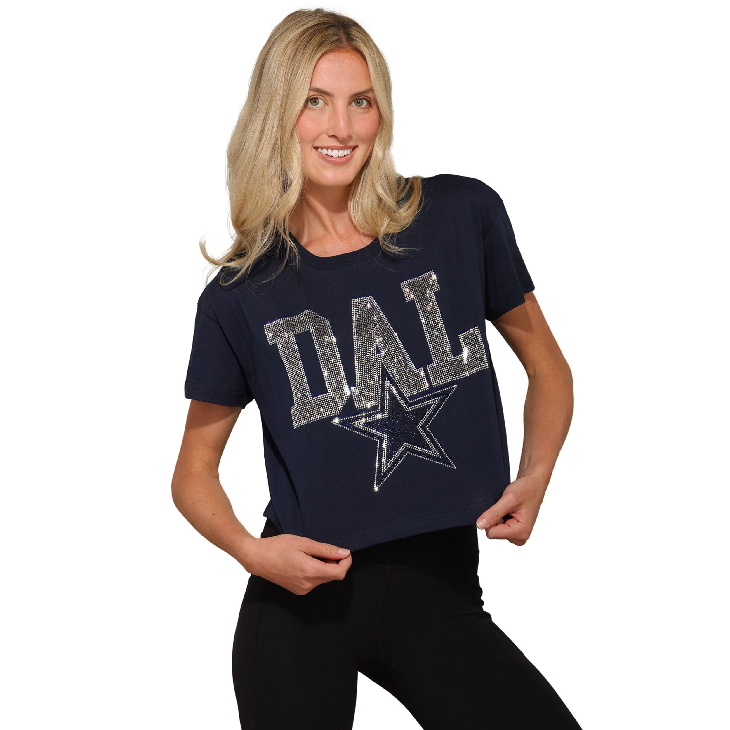 Dallas Cowboys NFL Womens Rhinestone Logo Crop Top