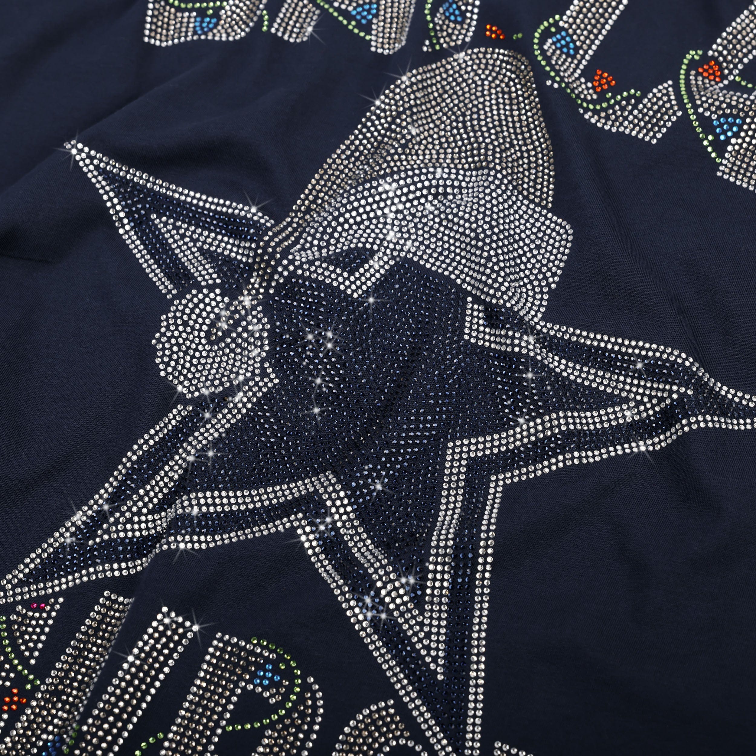 Dallas Cowboys NFL Womens Rhinestone Logo Oversized Holiday T-Shirt - Image 3