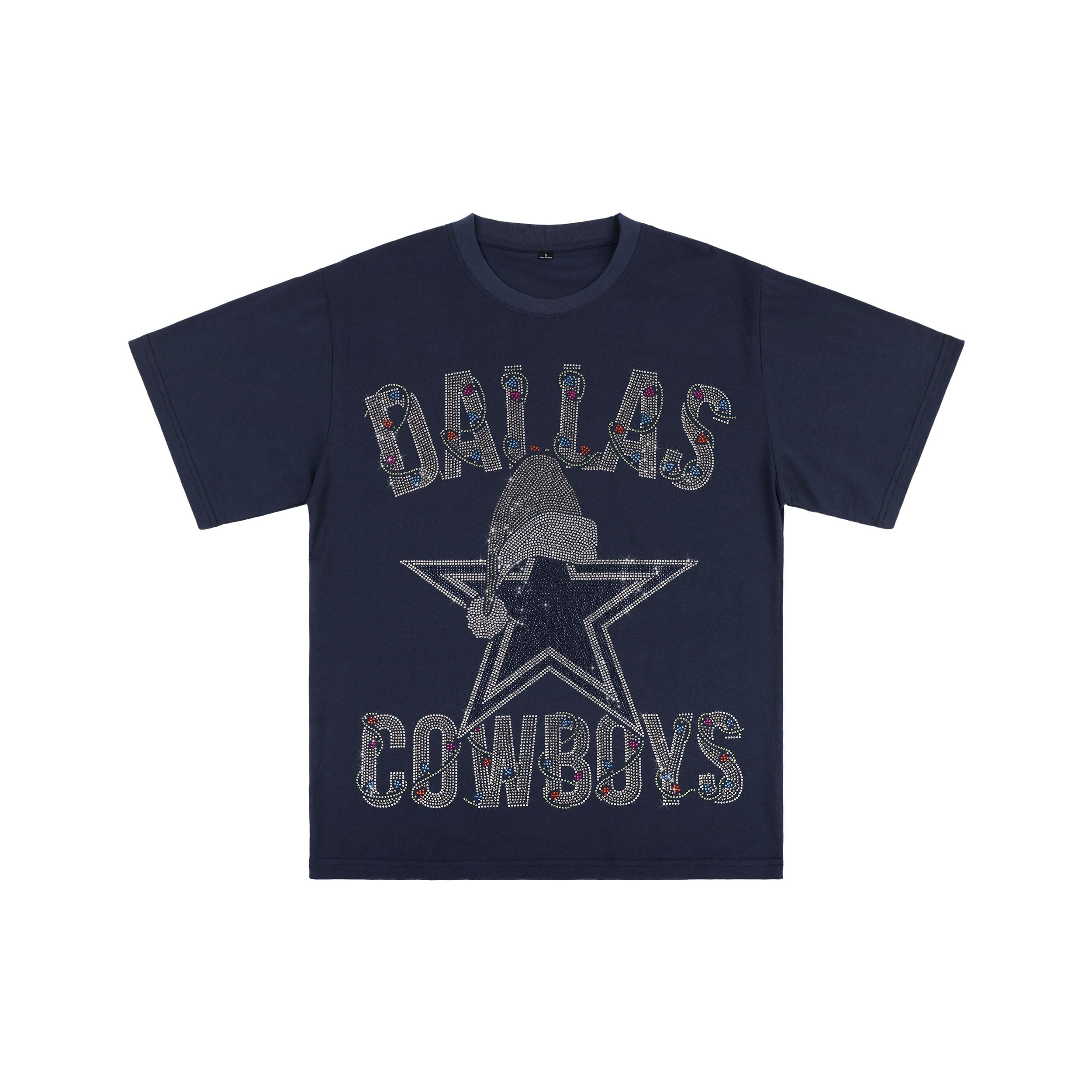 Dallas Cowboys NFL Womens Rhinestone Logo Oversized Holiday T-Shirt - Image 4